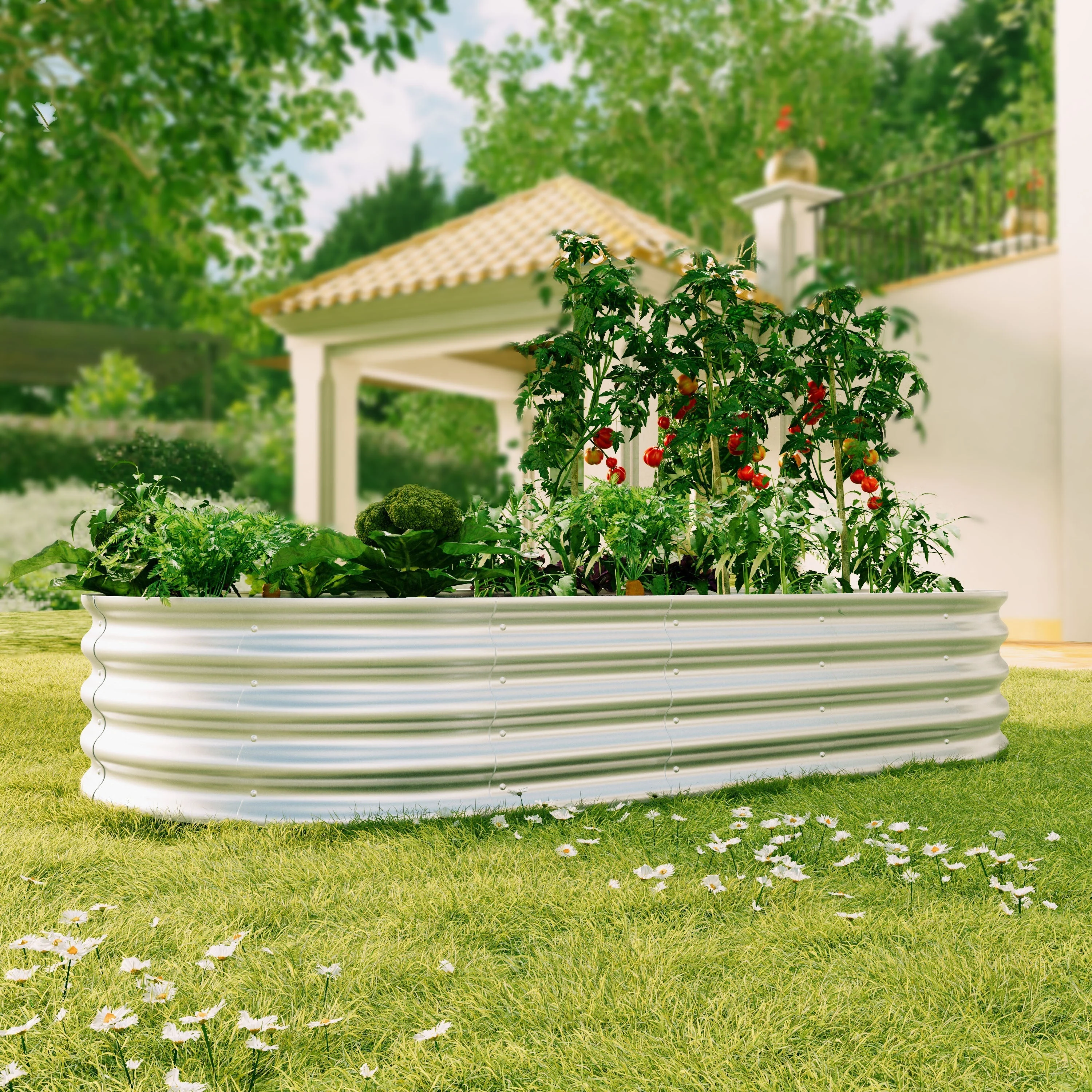 Raised Bed Metal Galvanized Planter Elevated Garden Kit, Rust Resistant, Easy Assembly, 6x3x1ft, Metal - Image 2