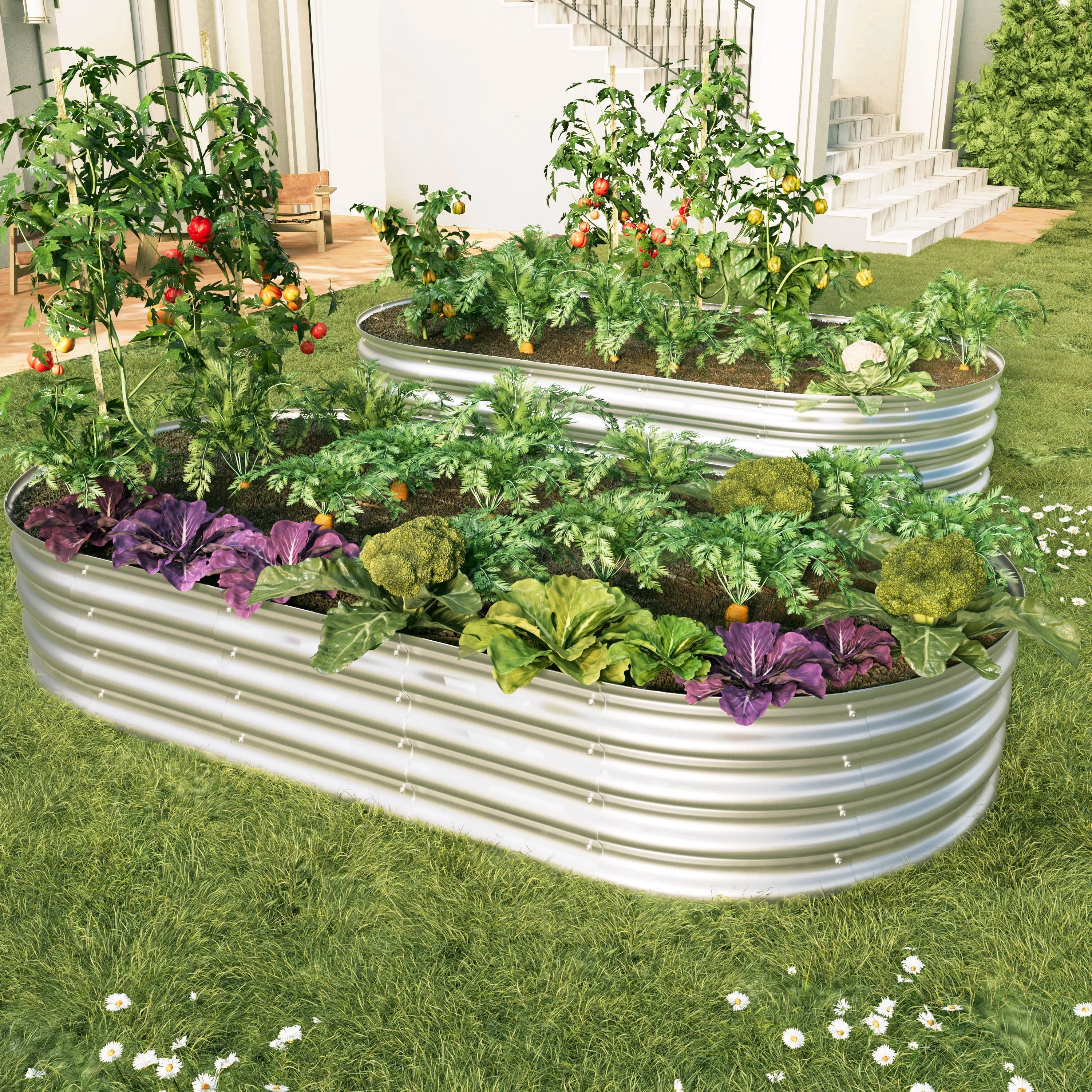 Raised Bed Metal Galvanized Planter Elevated Garden Kit, Rust Resistant, Easy Assembly, 6x3x1ft, Metal - Image 4