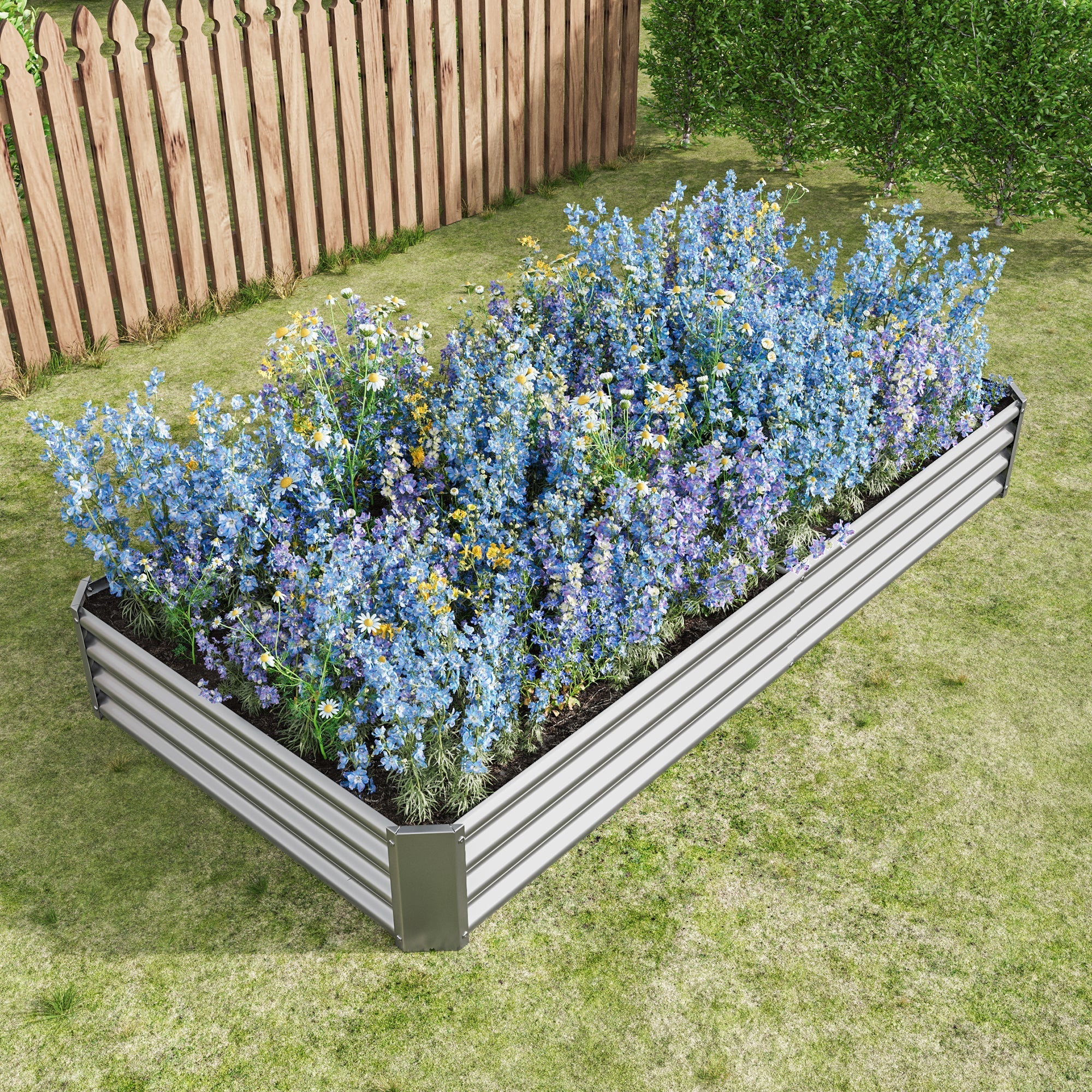 Raised Bed Metal Plant Bed, Robust Sheet Steel, Rust Protection, Stable Design, for Vegetables, Herbs & Flowers Anthracite - Image 4