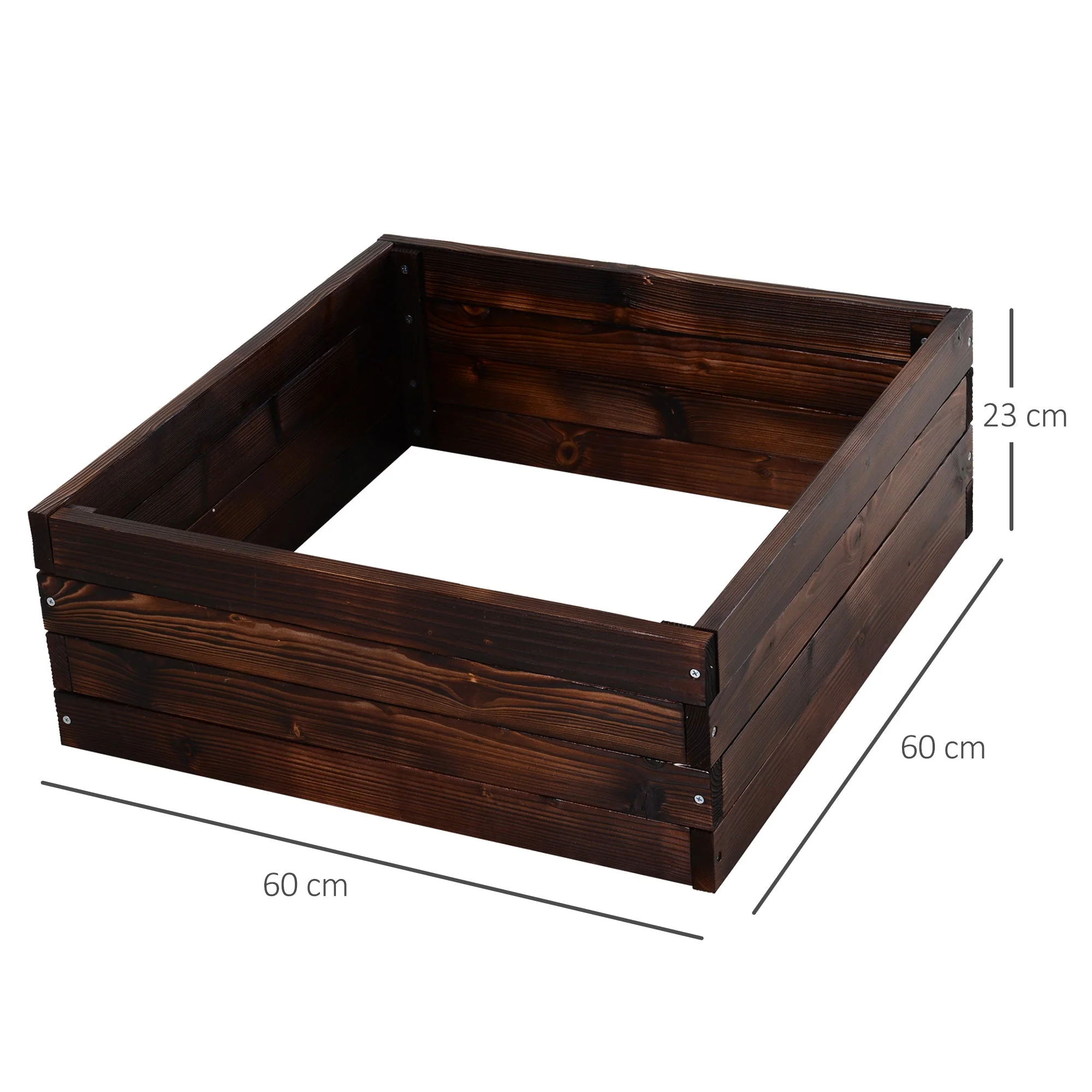 Raised Bed Planter Box, Vegetable Herb Solid Wood, Dark Brown - Image 3