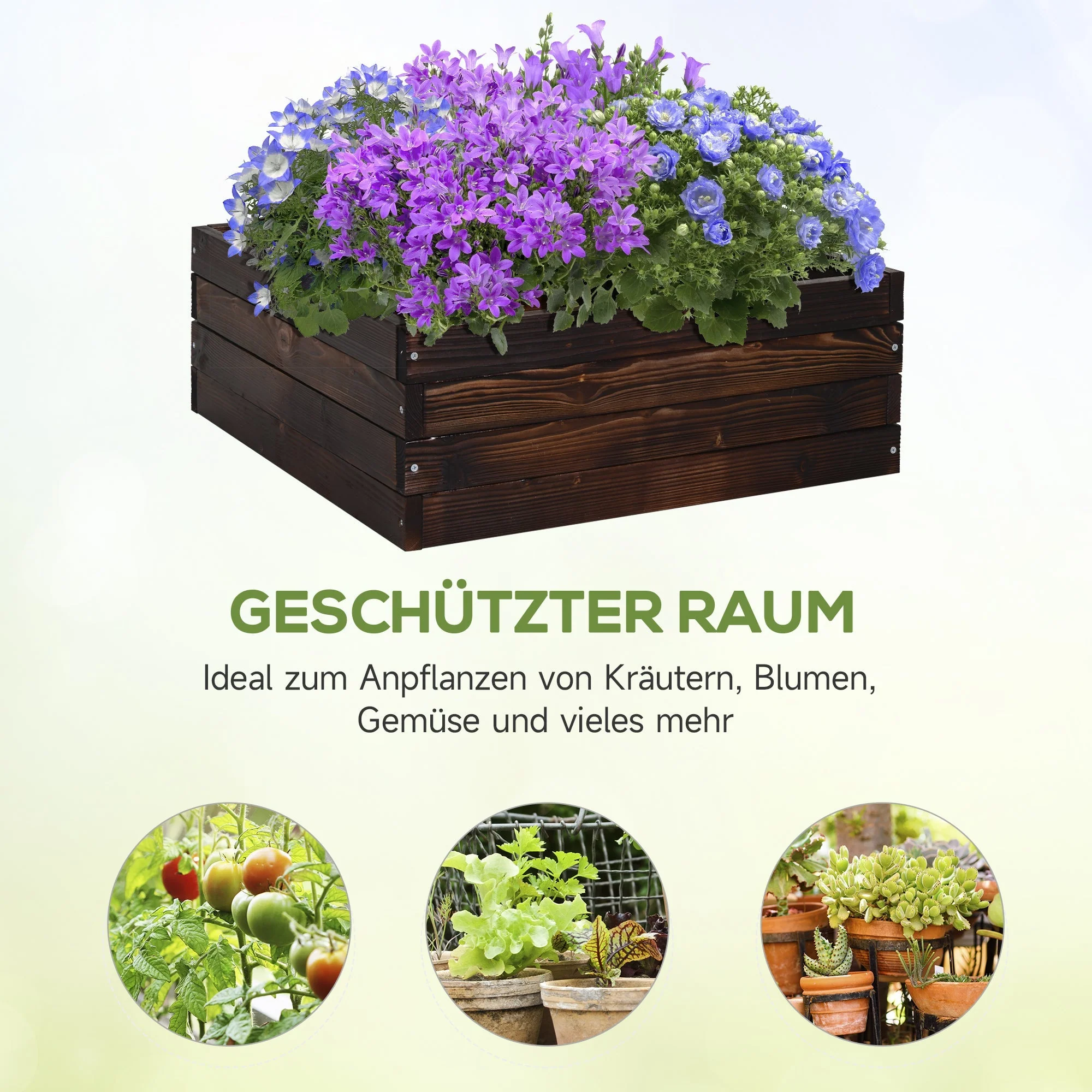 Raised Bed Planter Box, Vegetable Herb Solid Wood, Dark Brown - Image 5