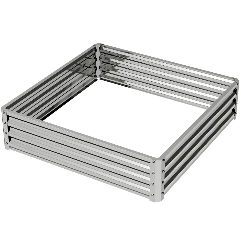 Raised Bed Planter, Garden Vegetable Herb Flower Box, Steel Silver - Image 3