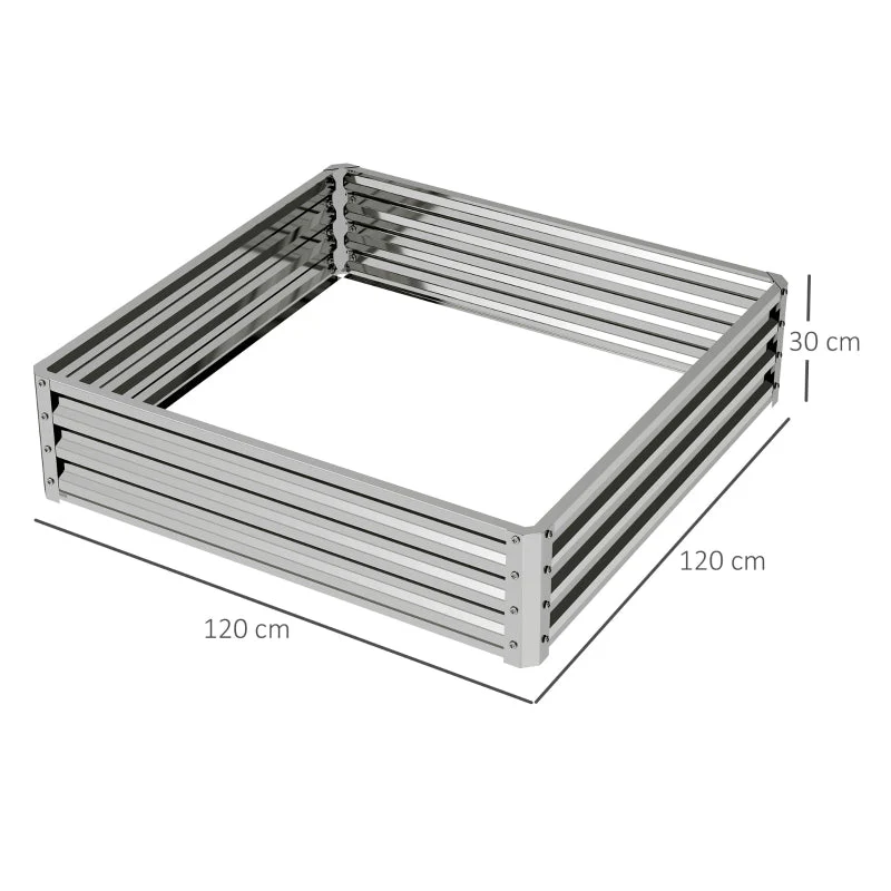 Raised Bed Planter, Garden Vegetable Herb Flower Box, Steel Silver - Image 4