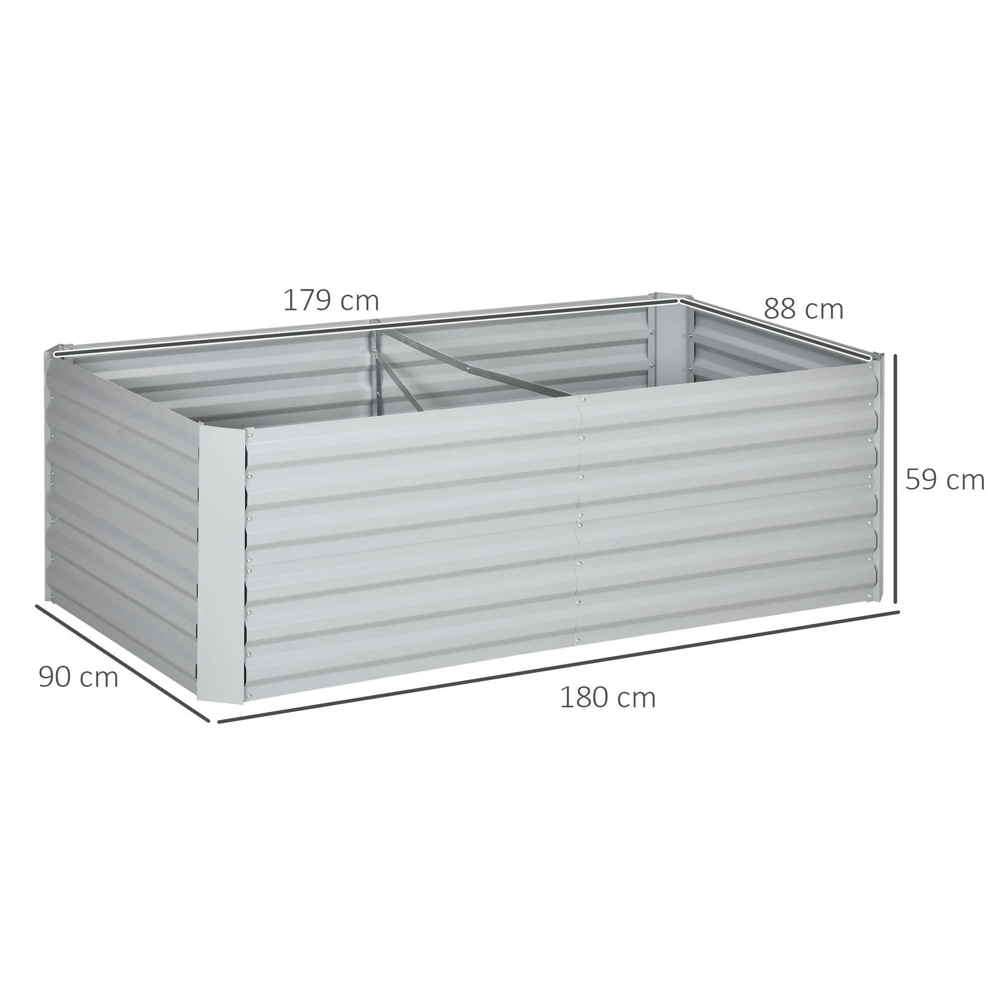 Raised Bed, Steel Planter 180x90x60cm, Steel - Image 3