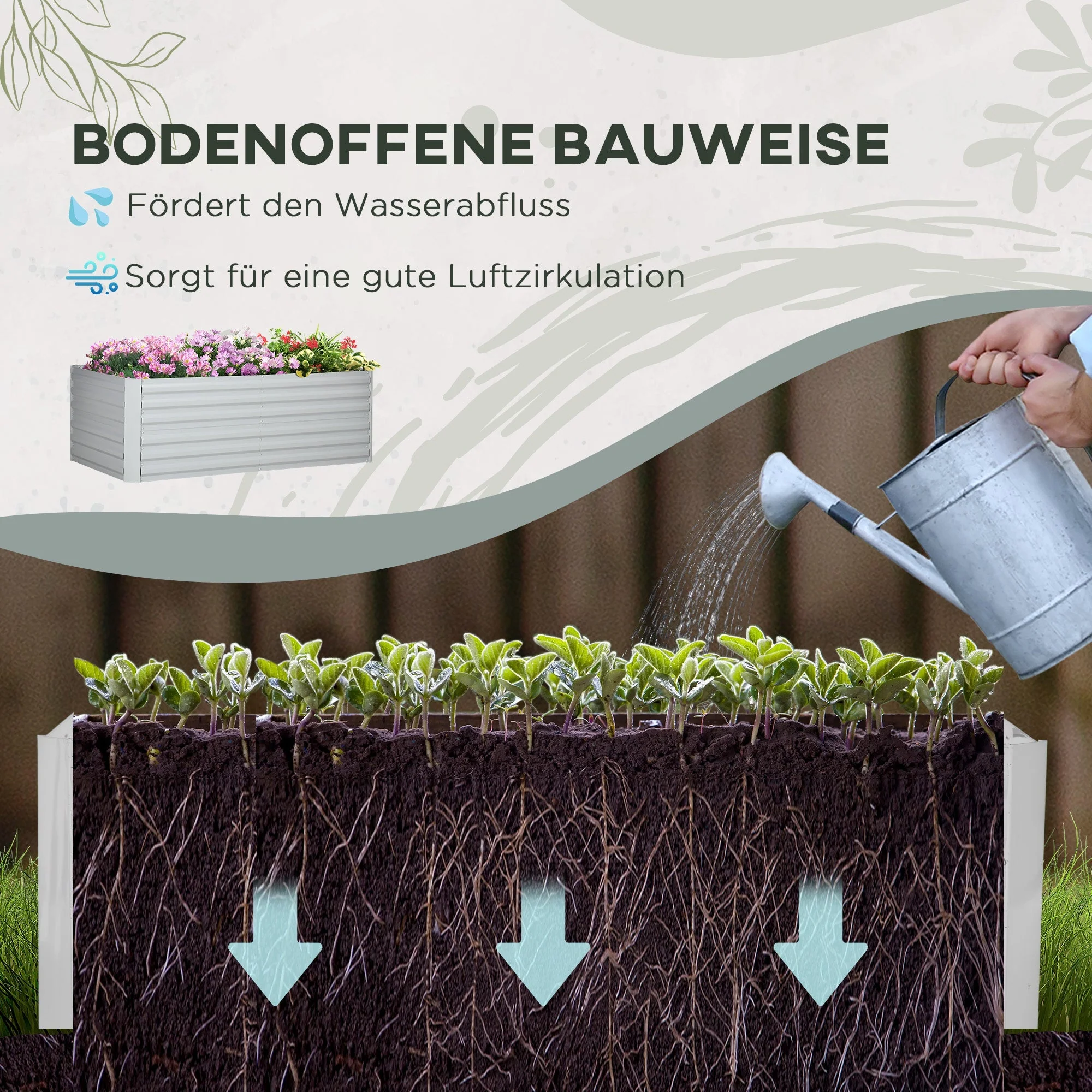 Raised Bed, Steel Planter 180x90x60cm, Steel - Image 4