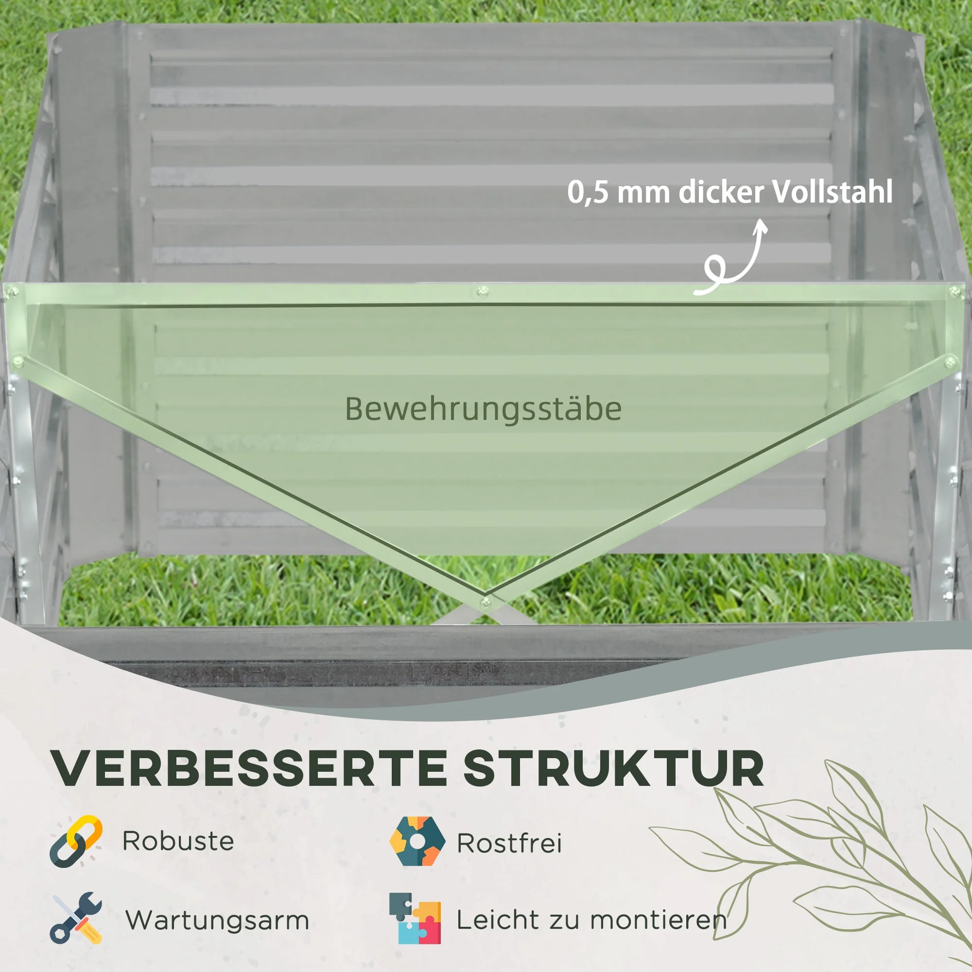 Raised Bed, Steel Planter 180x90x60cm, Steel - Image 5