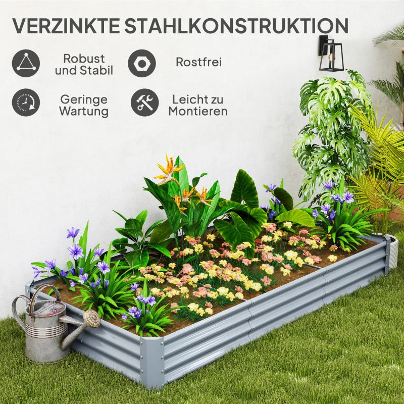Raised Bed, Weather-Resistant Steel Planter Box 240 x 120 x 30 cm, Steel - Image 5