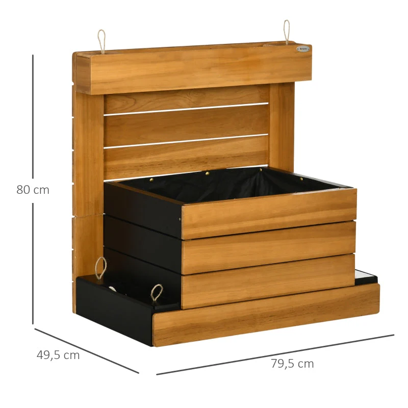 Raised Bed with 4 Planters, Self-Watering, Wood, Brown - Image 3