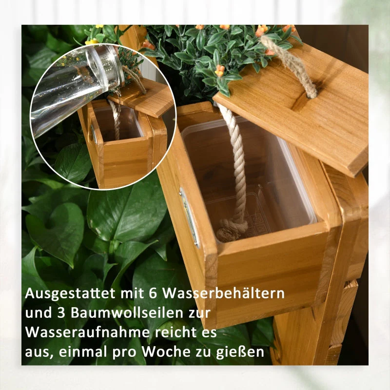 Raised Bed with 4 Planters, Self-Watering, Wood, Brown - Image 5