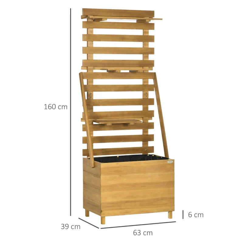 Raised Bed with Trellis, 3 Shelves, Wood, Brown - Image 3