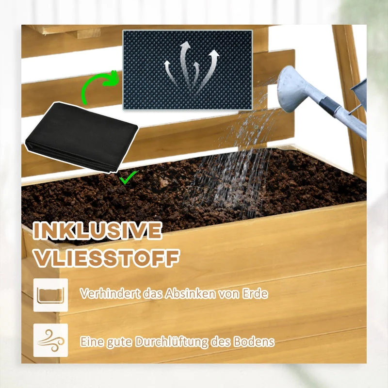 Raised Bed with Trellis, 3 Shelves, Wood, Brown - Image 6