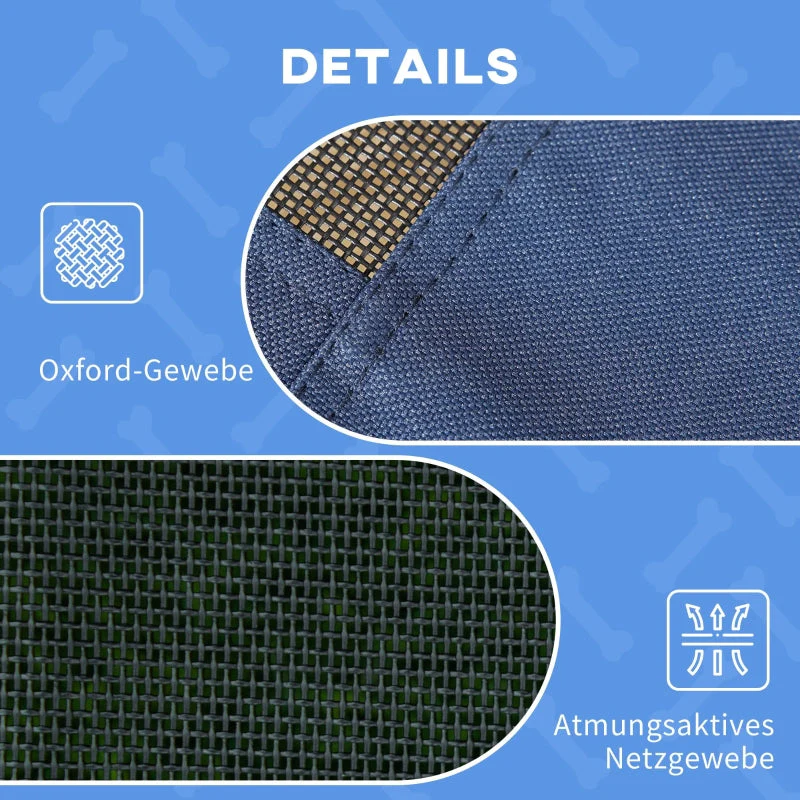 Raised Dog Bed Outdoor with Canopy UV Protection, Dark Blue Taffeta Fabric - Image 5
