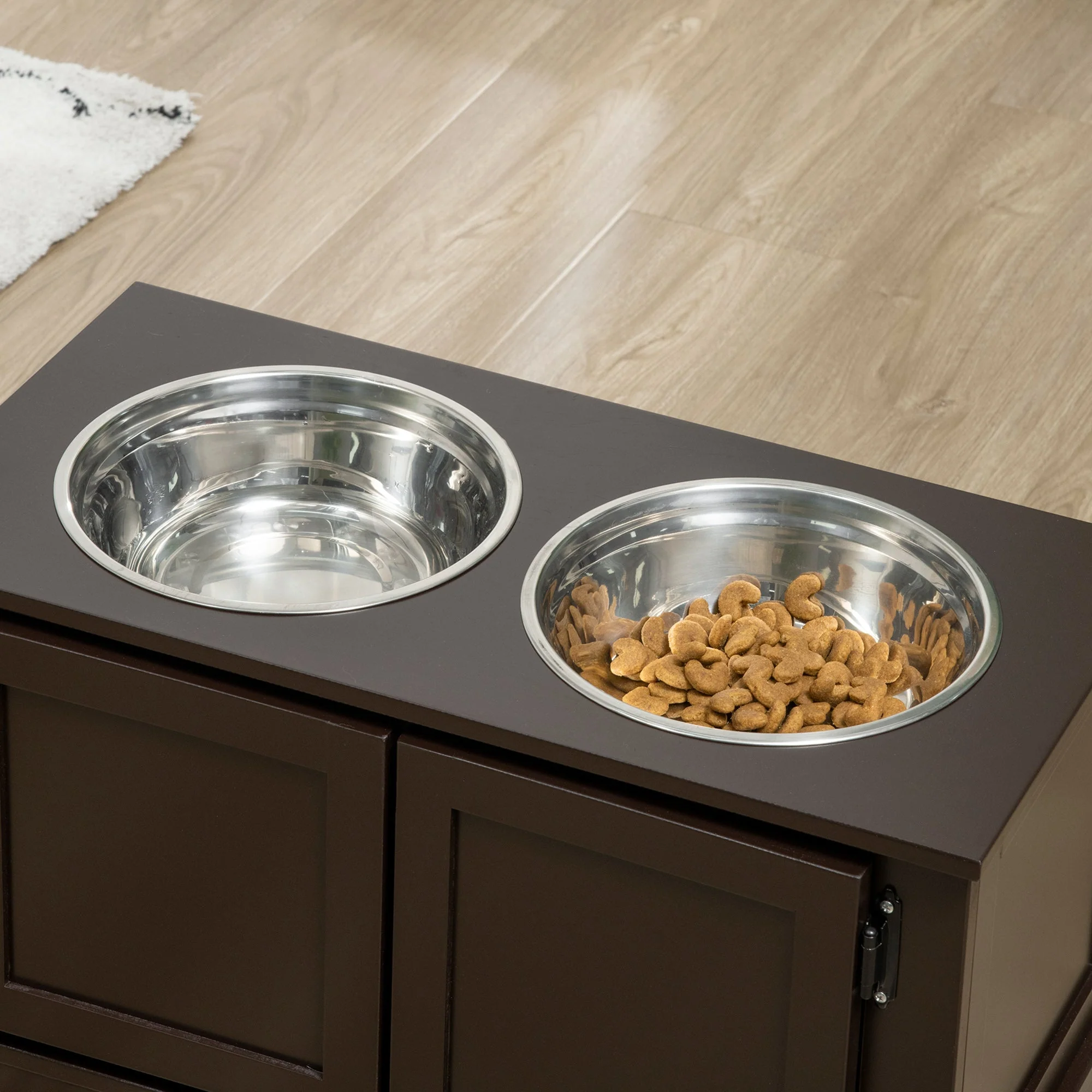 Raised Dog Bowls, Storage 2 Bowls Large Dogs, Coffee - Image 8