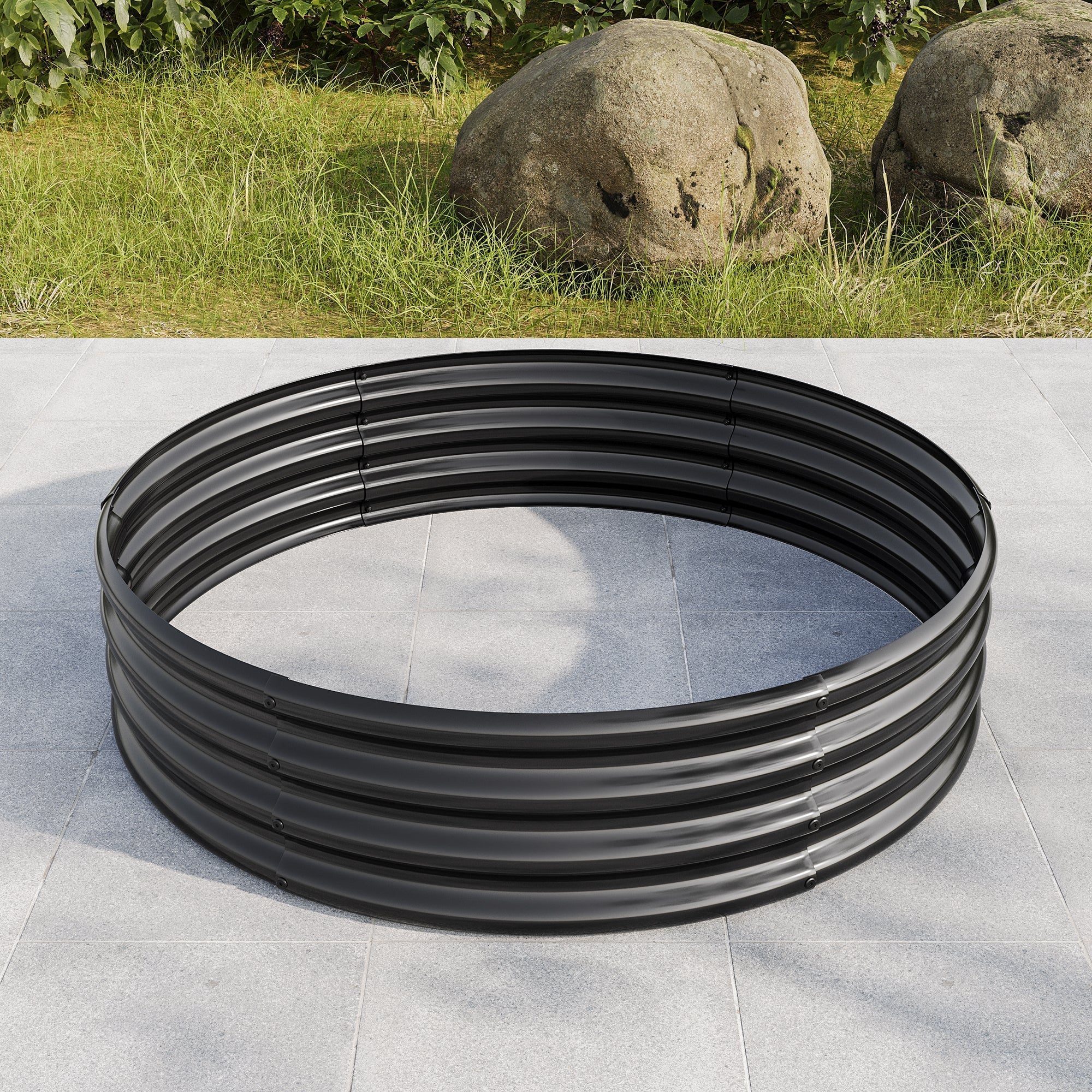 Raised Garden Bed Planter, Outdoor Vegetables Fruits Flowers, Galvanized Round - Image 5
