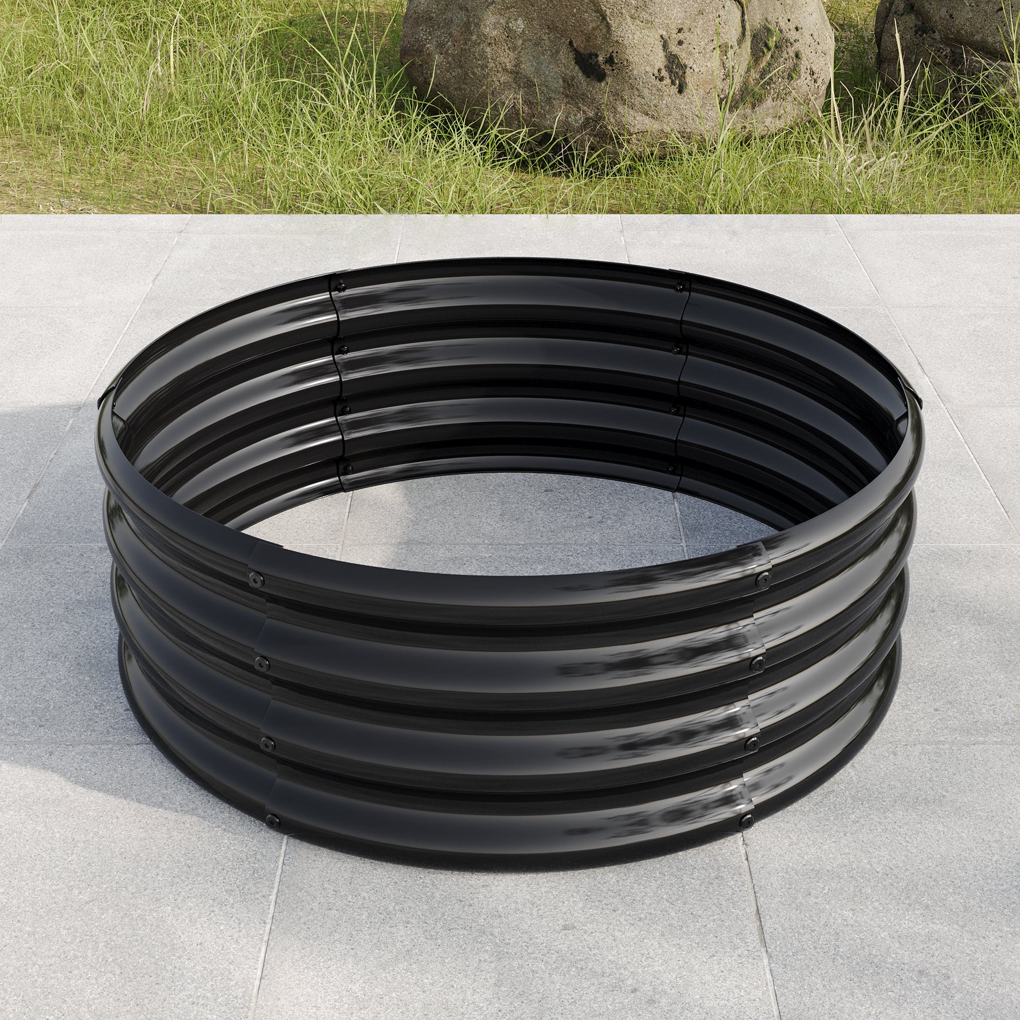 Raised Garden Bed Planter, Round Outdoor, Galvanized - Image 4