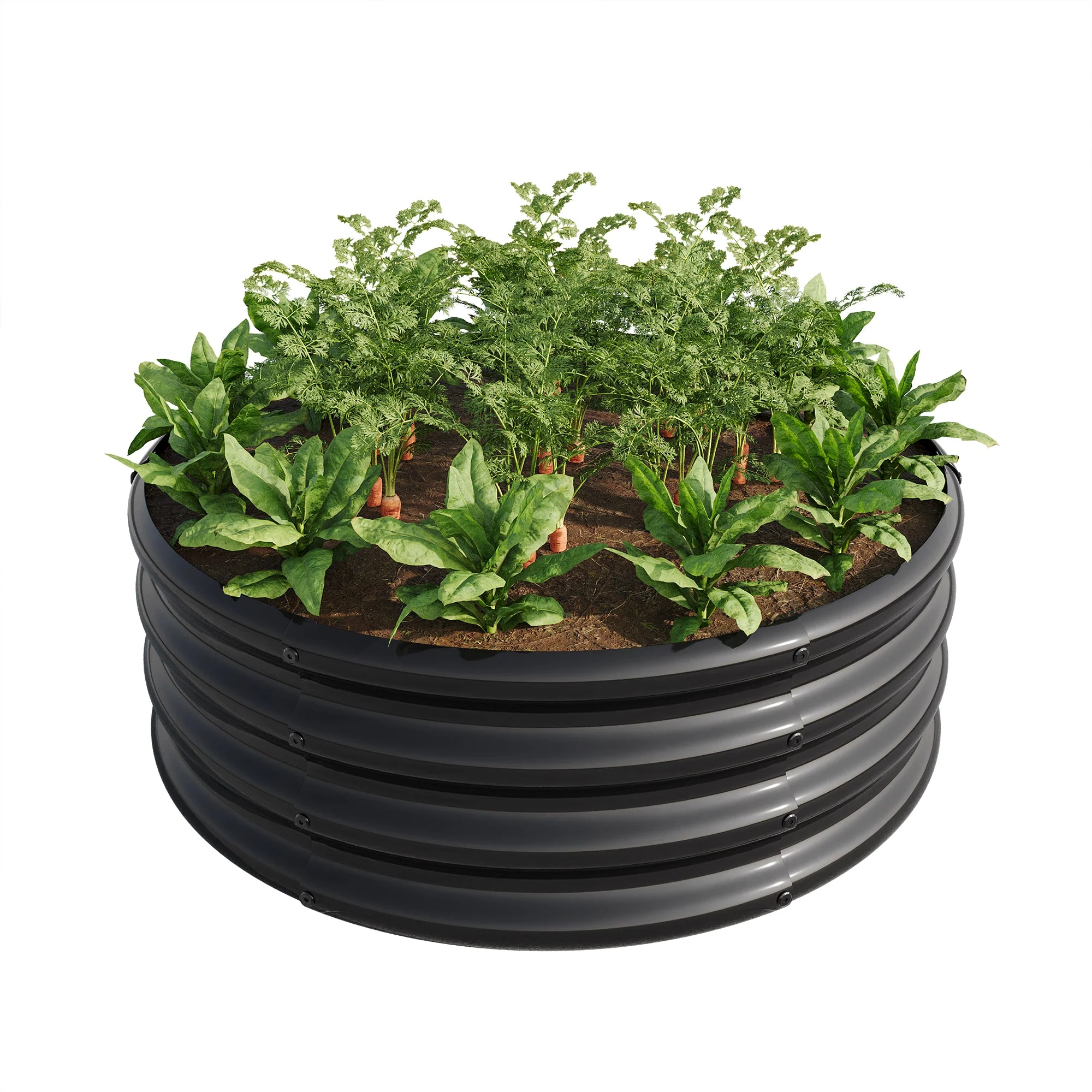 Raised Garden Bed Planter, Round Outdoor, Galvanized - Image 5