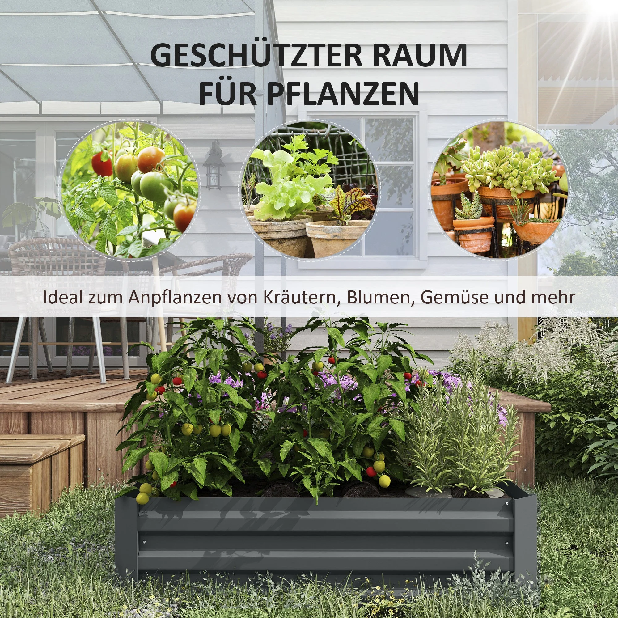 Raised Garden Beds (Set of 2), 100x100x30cm Plug-In Planter Box, Steel - Image 5