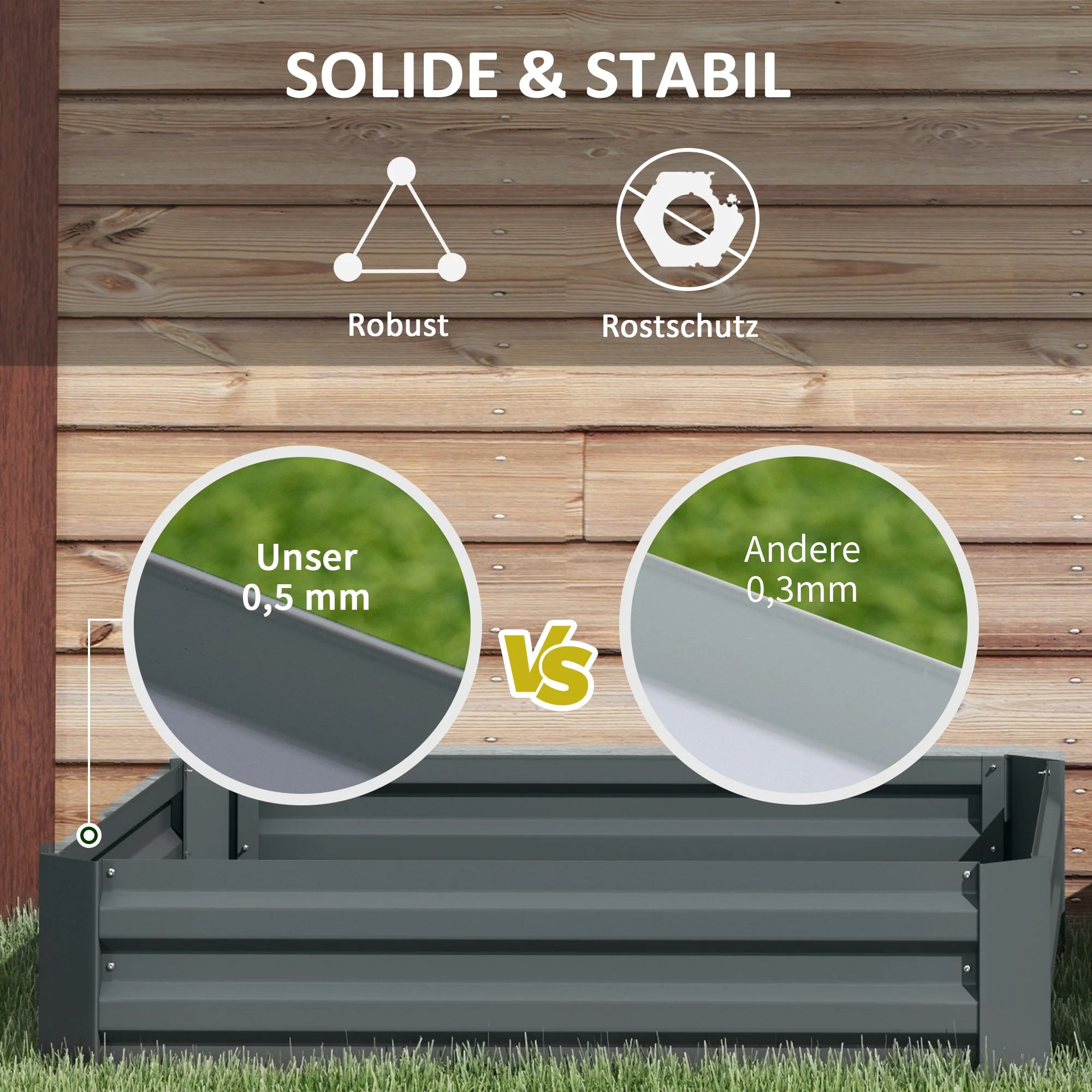Raised Garden Beds (Set of 2), 100x100x30cm Plug-In Planter Box, Steel - Image 6