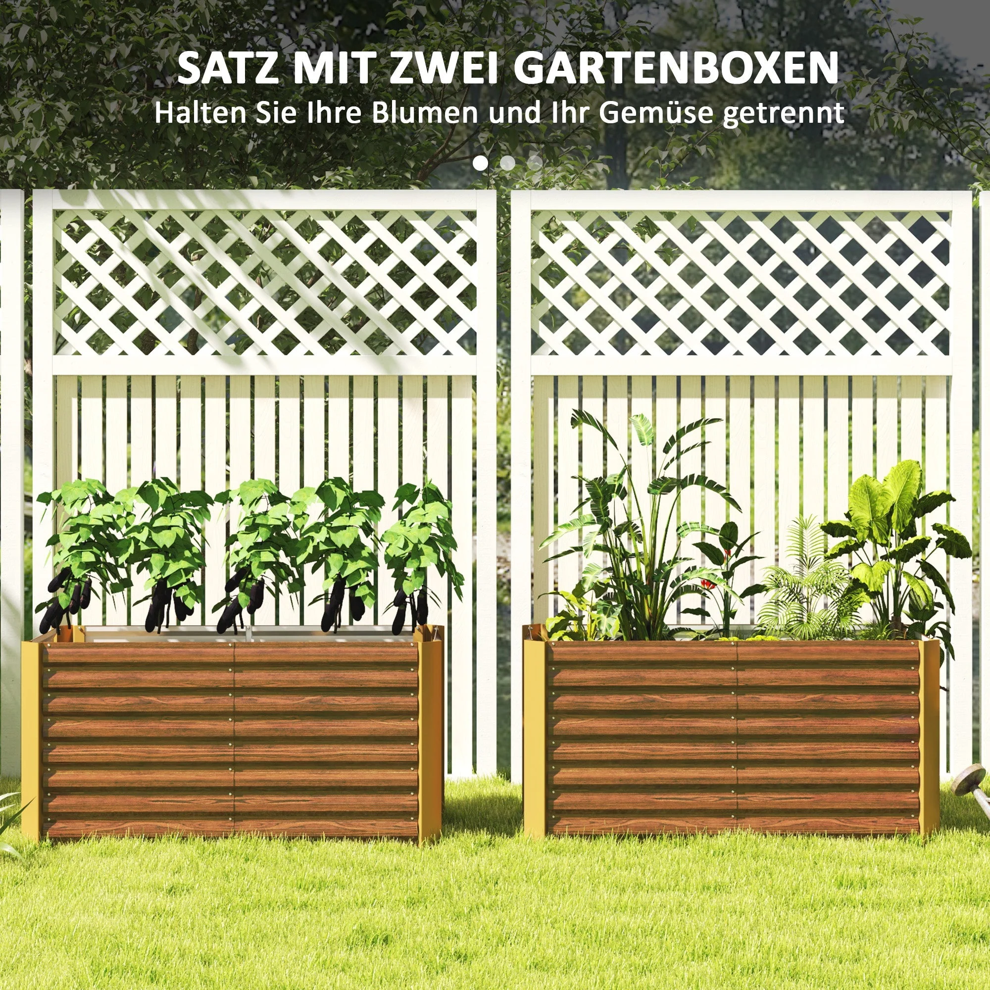 Raised Garden Beds Set of 2 Planters Weatherproof 120x60x60cm Galvanized Steel - Image 4