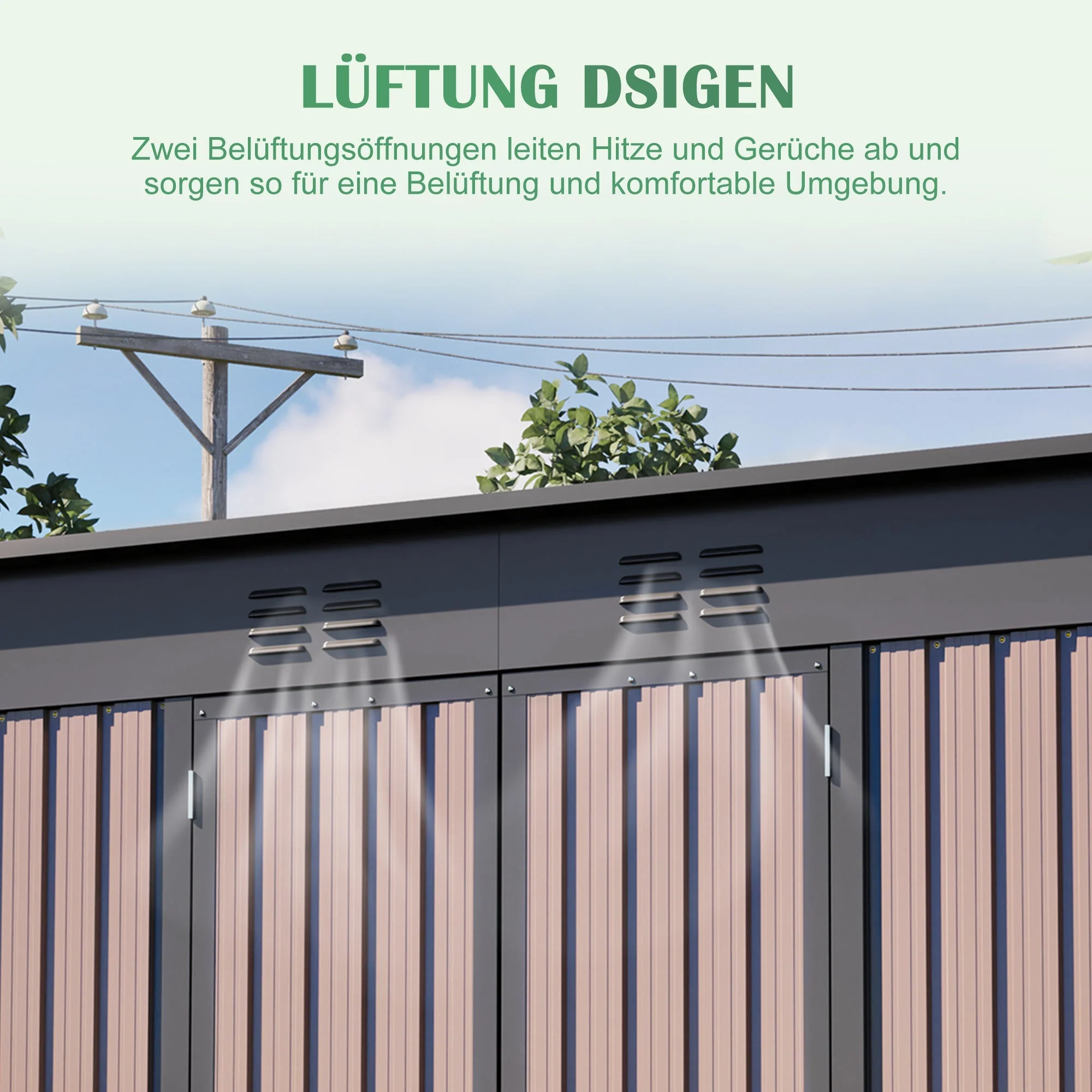 Rathwood 8x4 FT Metal Garden Shed with Foundation and Weatherproof Design, Brown Metal - Image 7