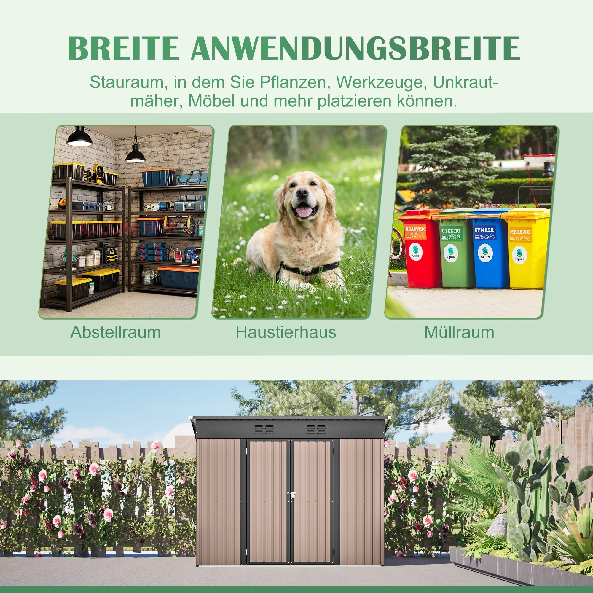 Rathwood 8x4 FT Metal Garden Shed with Foundation and Weatherproof Design, Brown Metal - Image 8