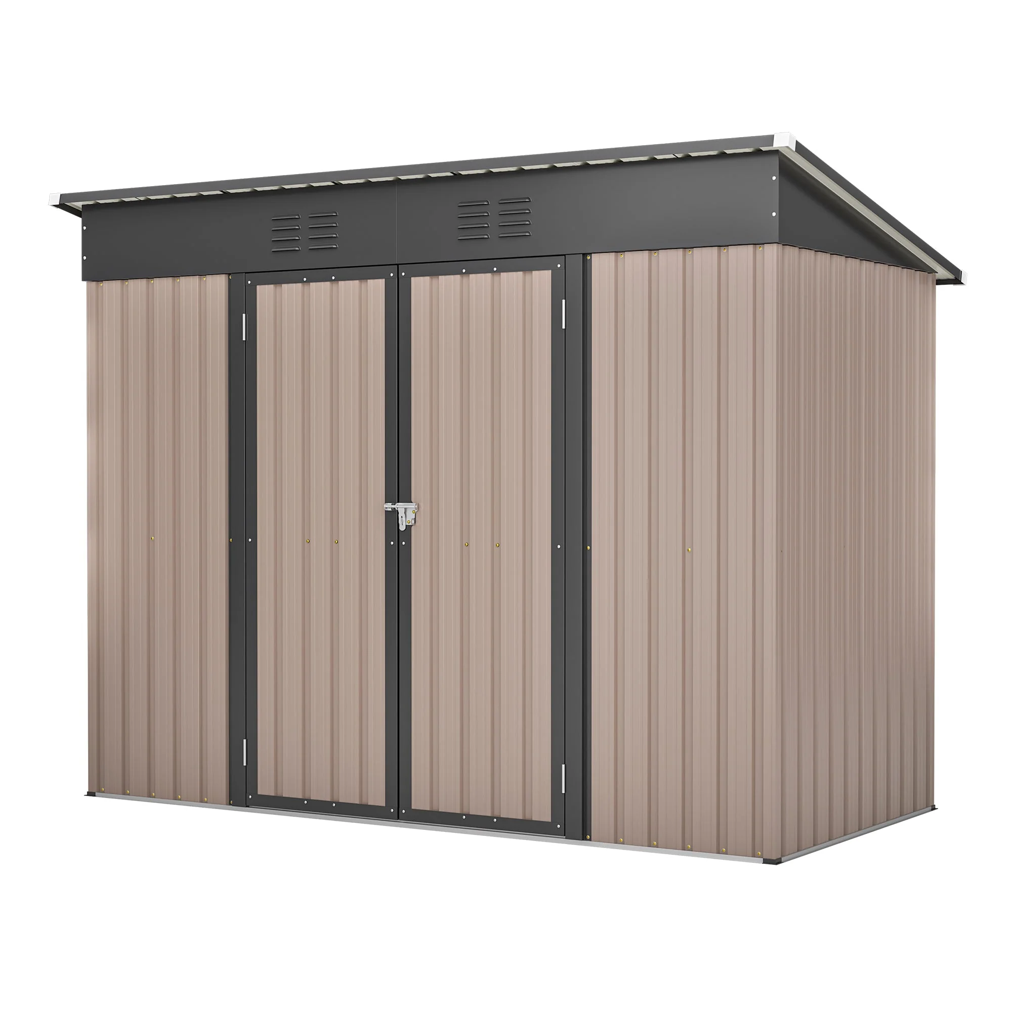 Rathwood 8x4 FT Metal Garden Shed with Foundation and Weatherproof Design, Brown Metal - Image 9