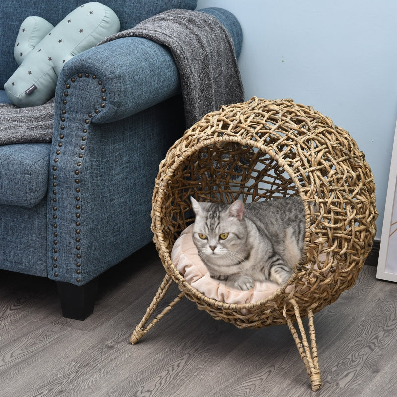 Rattan Cat House, Cushion Cat Cave, Raised Feet, Natural - Image 8