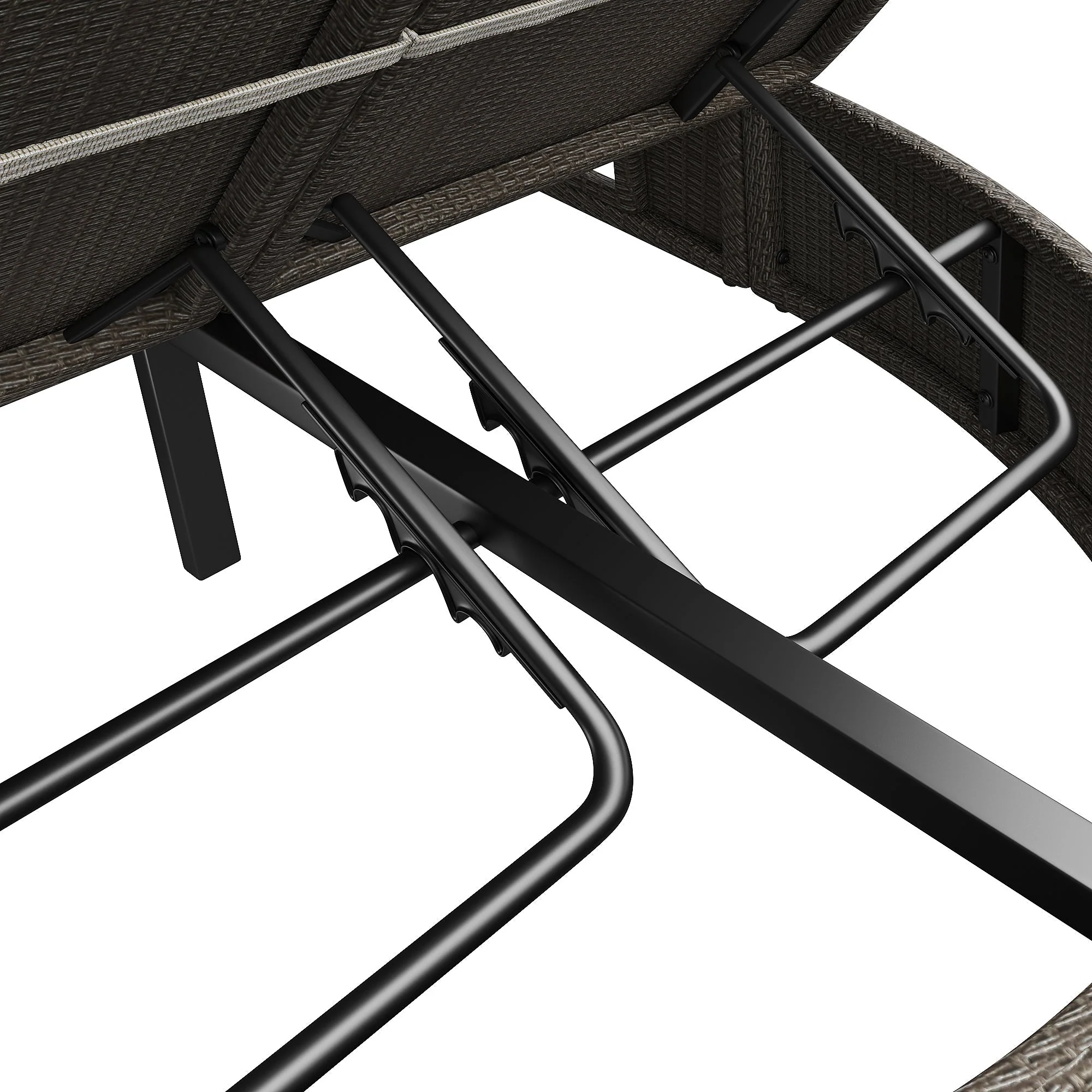 Rattan Double Lounger Outdoor Sunbed 2 Person Adjustable Angle Folding Table - Image 7