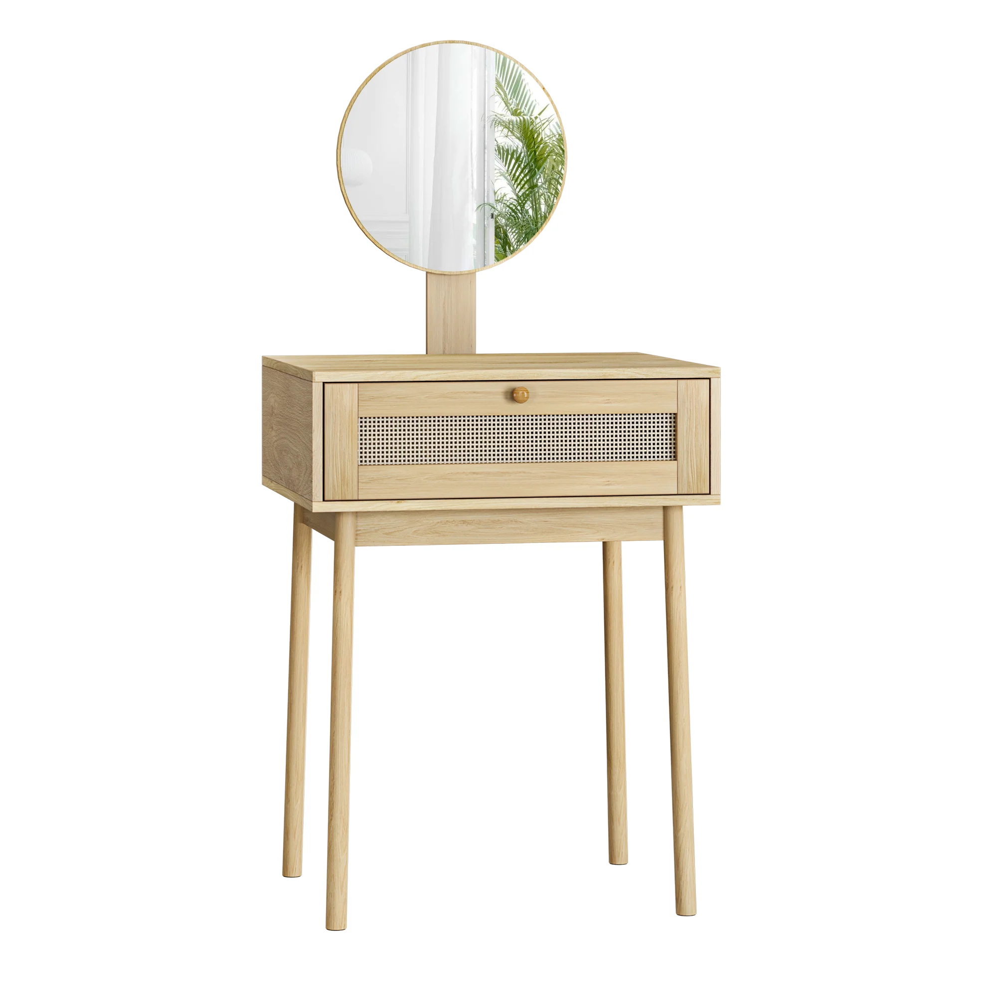 rattan dressing table with mirror compact suitable for small spaces - Image 7