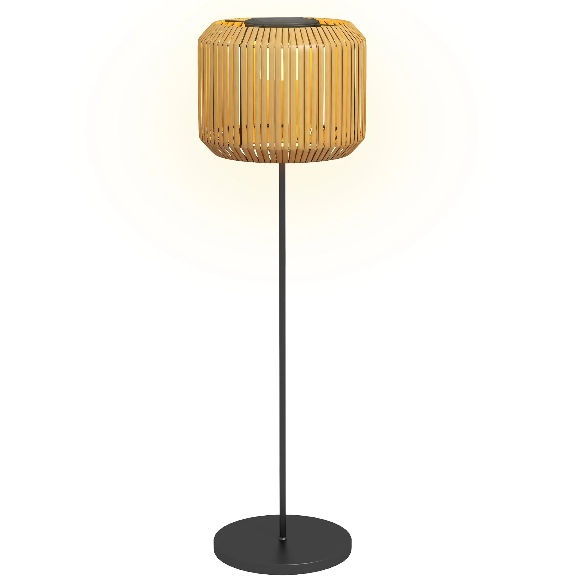 Rattan Solar Lamp Path Light, Warm White, Waterproof LED Garden Light, Steel - Image 2