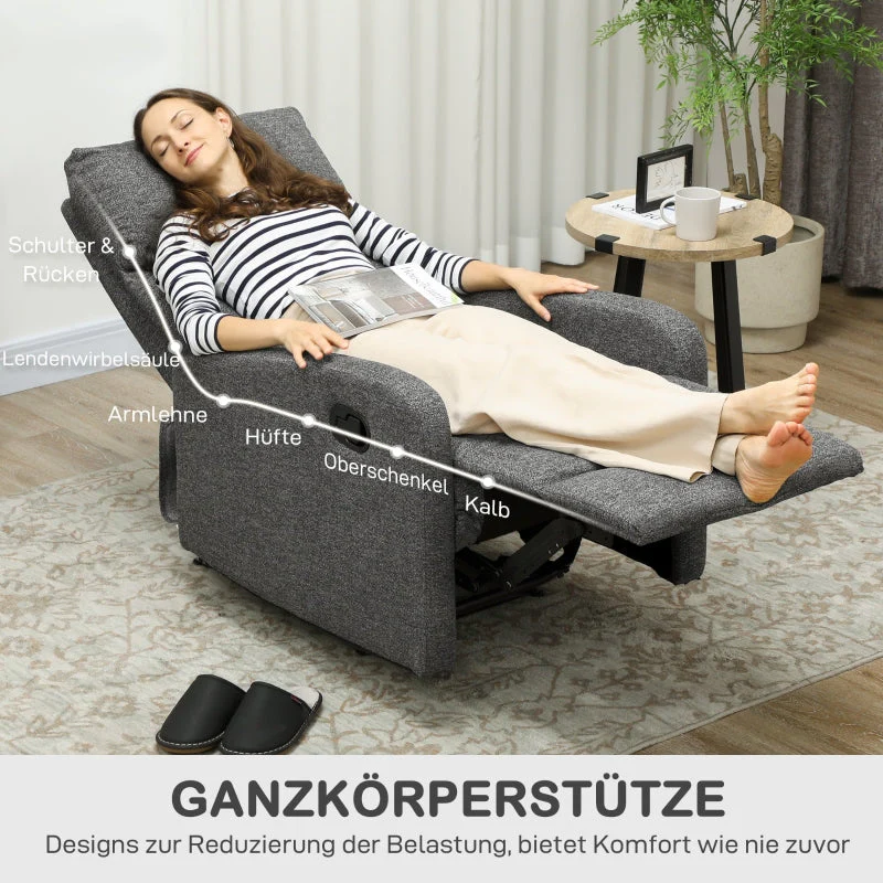 Recliner Chair, Adjustable Leg Rest, Living Room, Fabric, Grey - Image 6