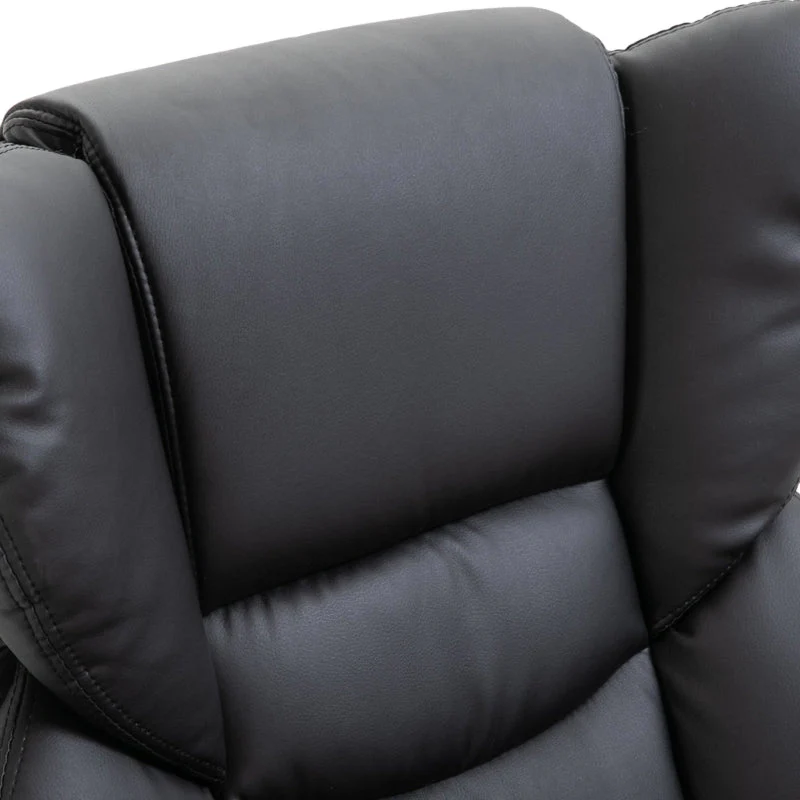 Recliner Chair, Massage Function & Footstool, Faux Leather Black - Image 8