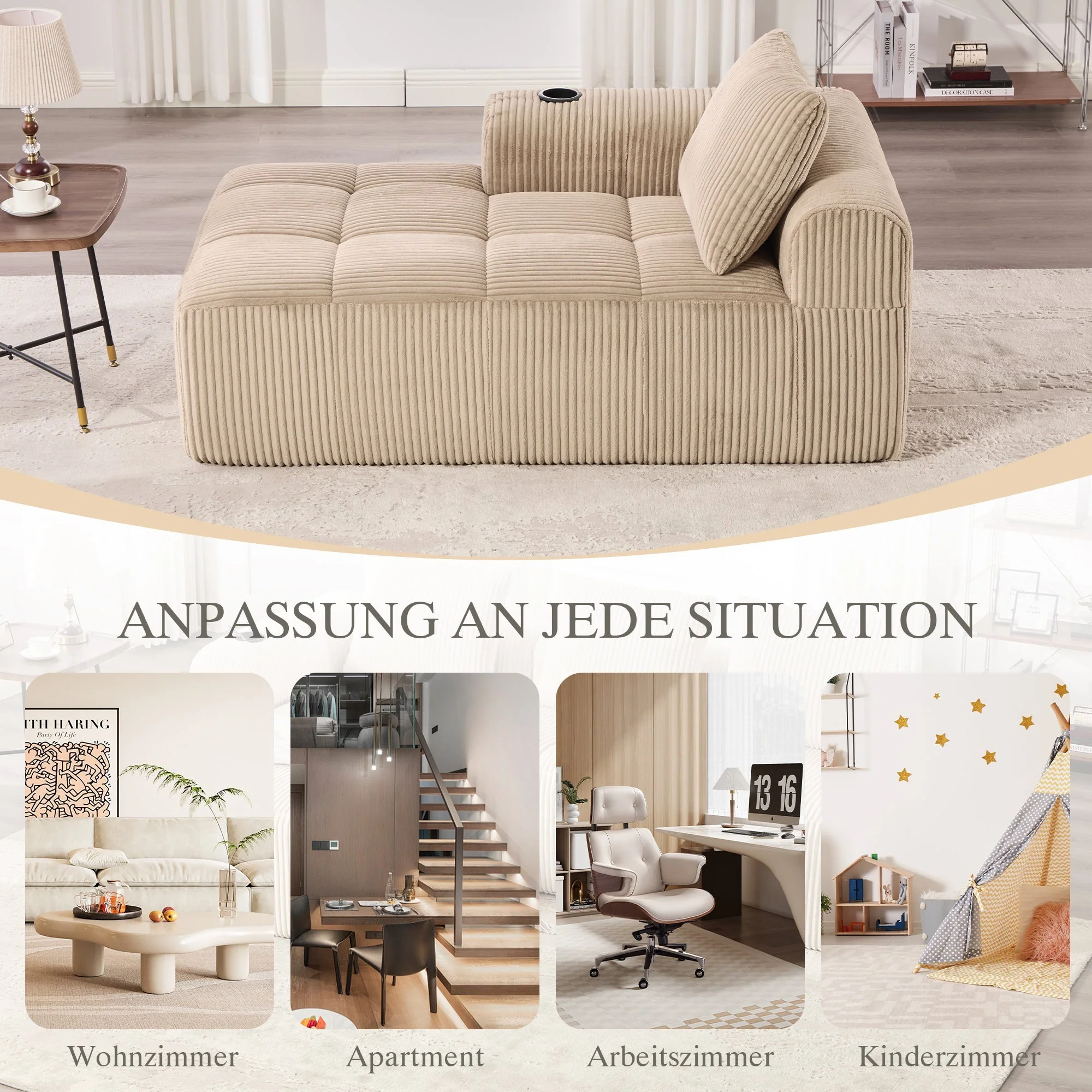 Recliner Sofa Cozy with Side Pocket Drink Holder - Corduroy - Image 10