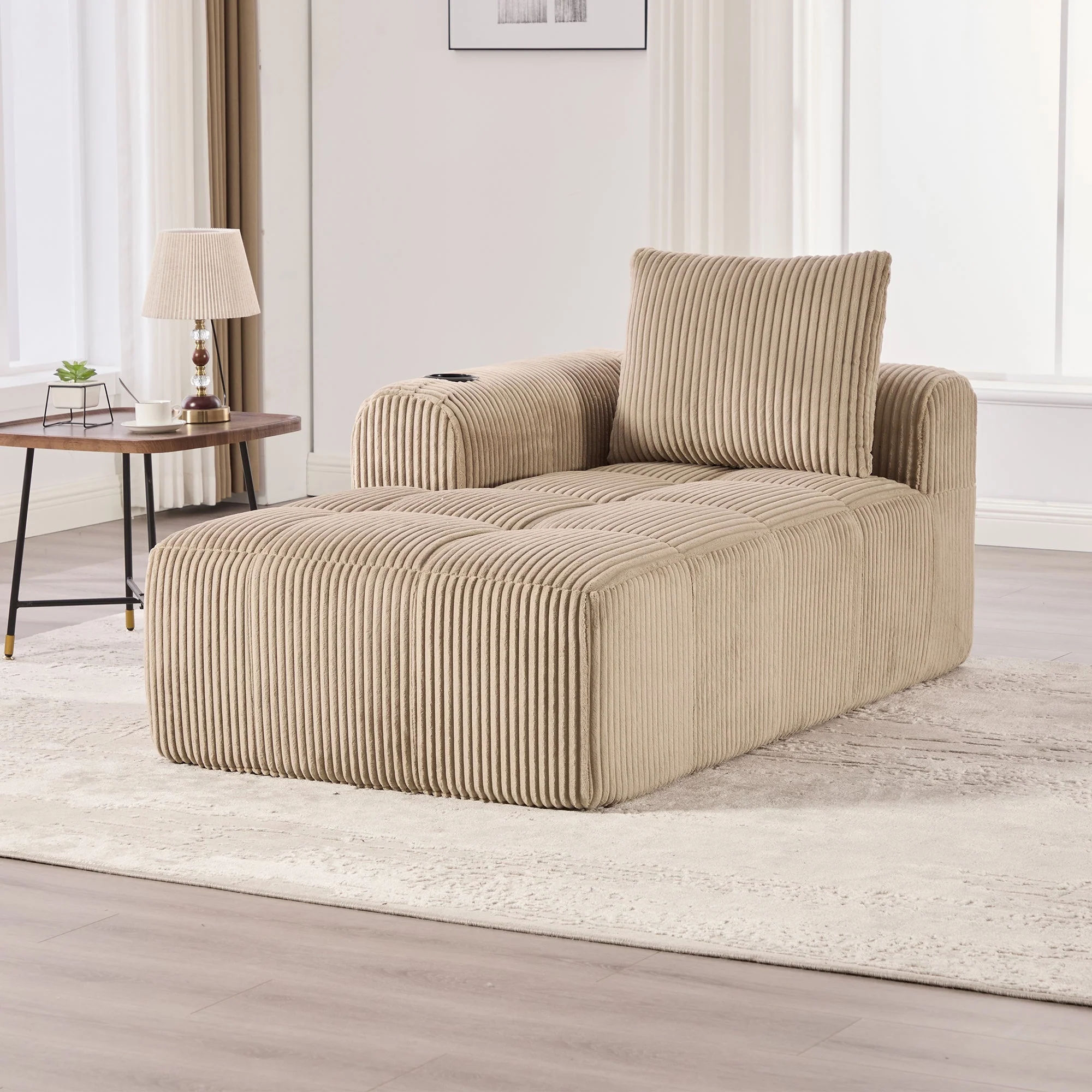 Recliner Sofa Cozy with Side Pocket Drink Holder - Corduroy - Image 9