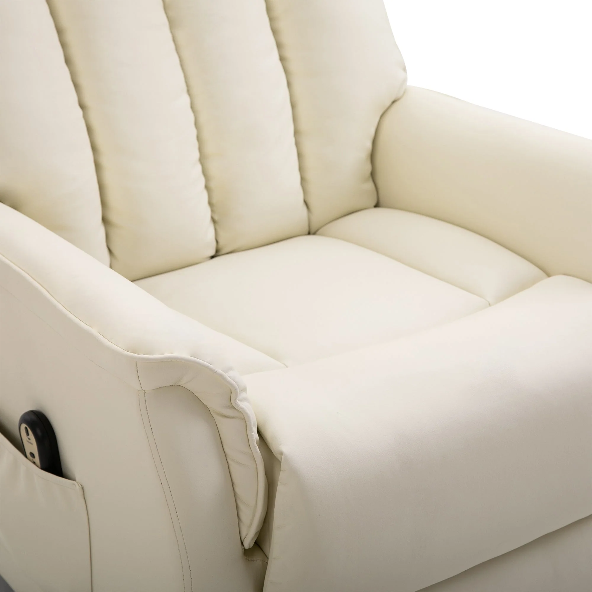 Recliner TV Chair Electric Lift Reclining Function Faux Leather Beige - Image 8