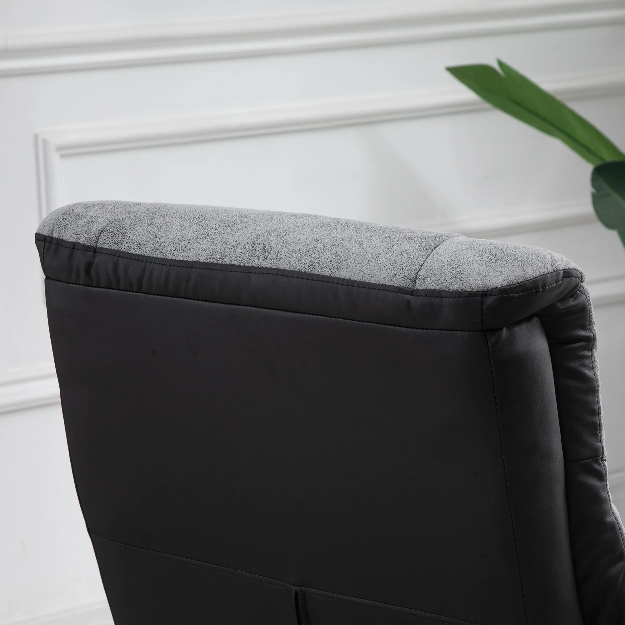 Recliner with Footstool Swivel TV Chair Reclining Function Microfiber Gray - Image 7