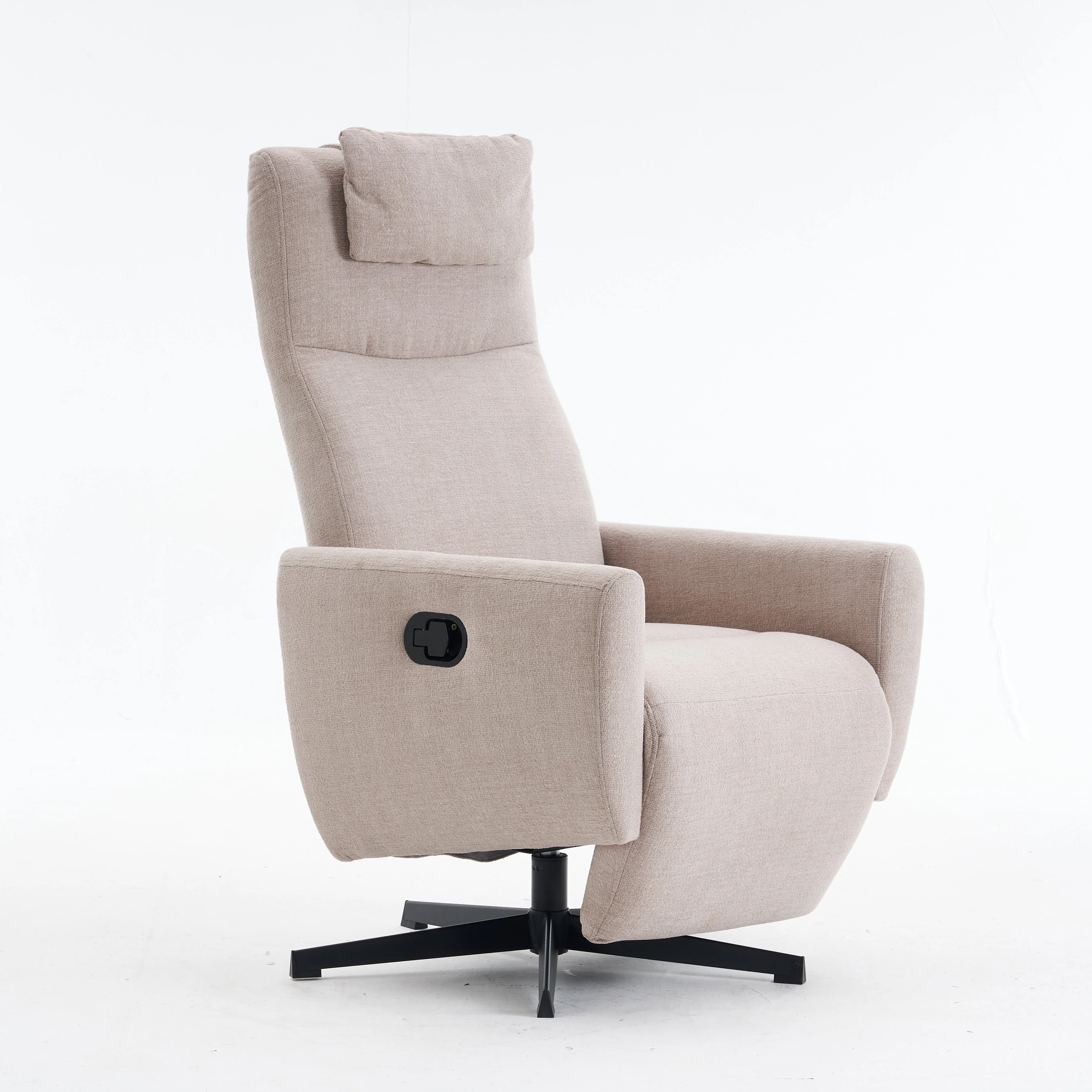 Recliner with Pillow Padded Seat and Footrest, Chenille Fabric, Grey - Image 3