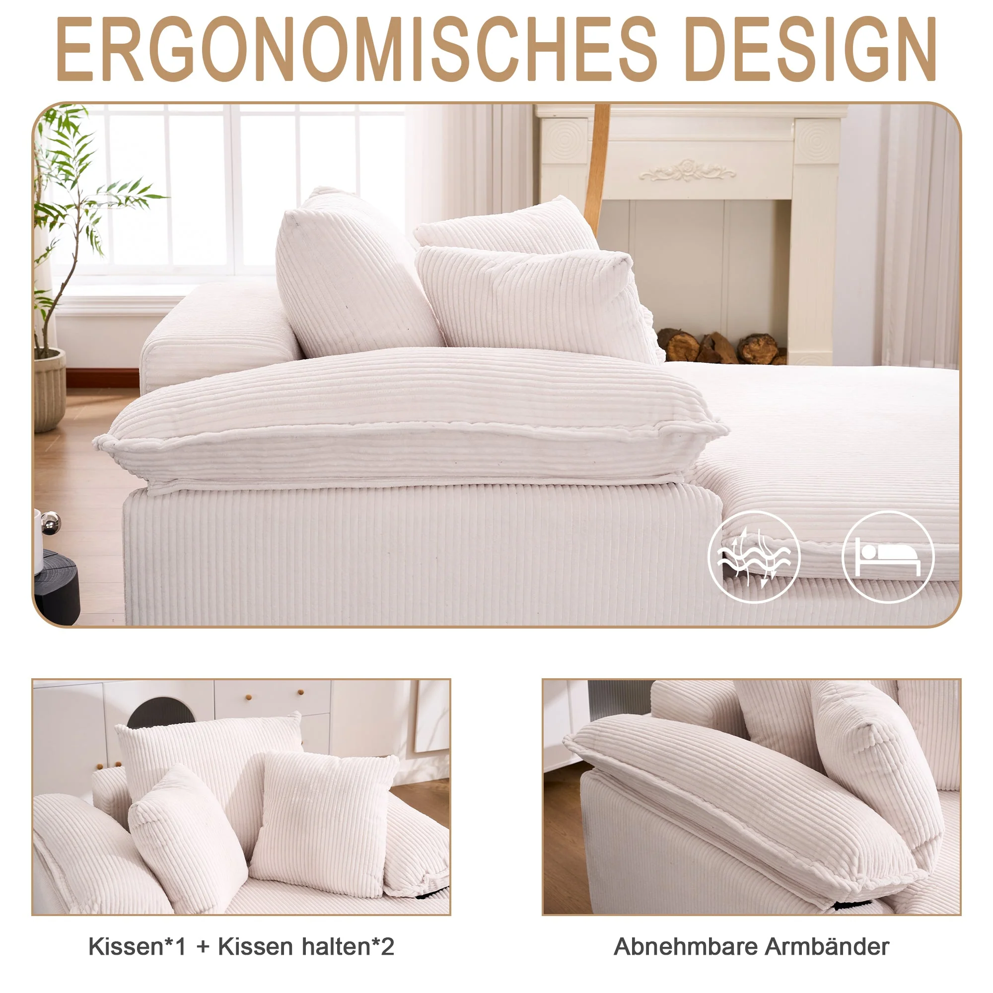Reclining Sofa 46cm High Frameless Wide Armrests - Image 2