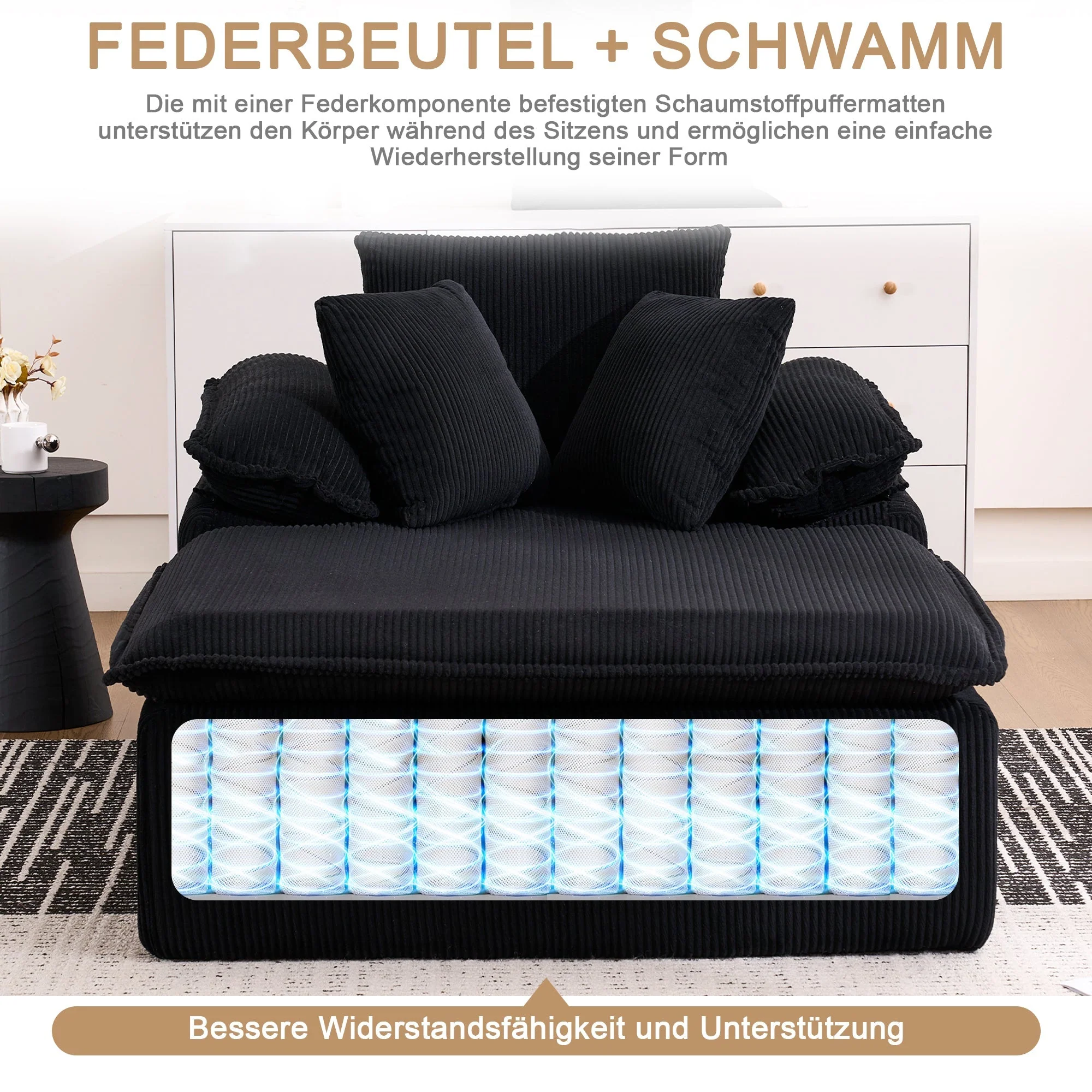 Reclining Sofa 46cm High Wide Armrests Frameless Design - Image 4