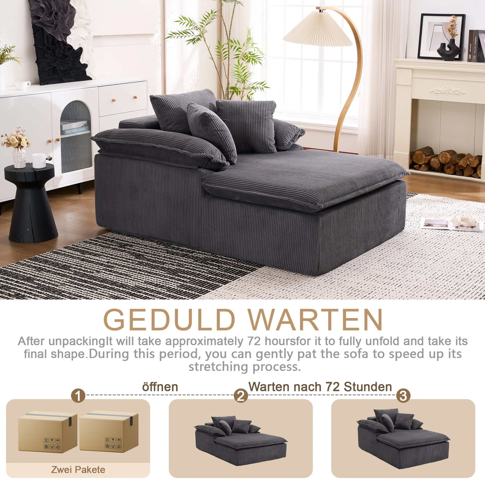 Reclining Sofa Frameless Wide Armrests 46cm High - Image 4
