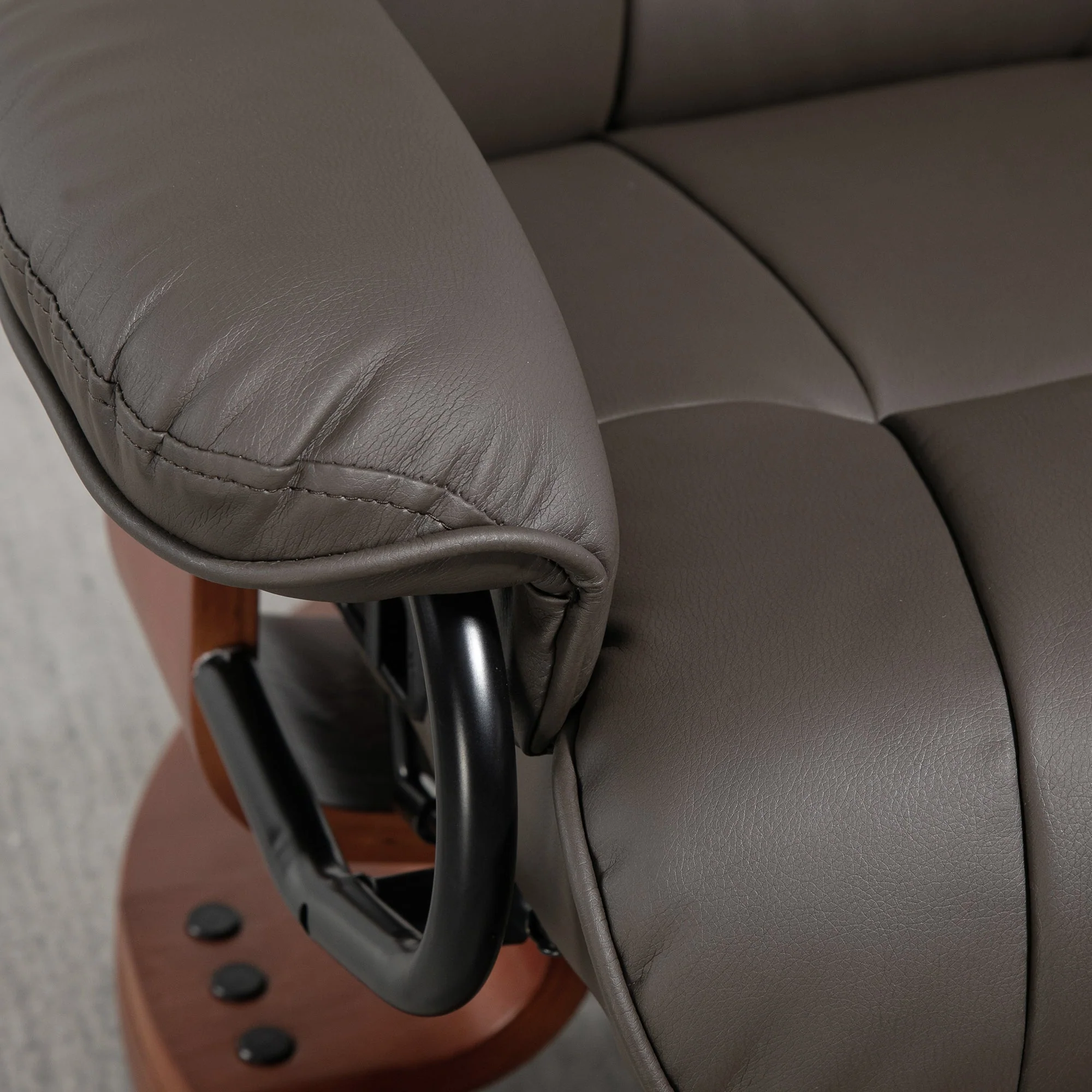 Reclining TV Armchair, Swivel Adjustable Backrest 150 kg Capacity, Faux Leather Brown - Image 8