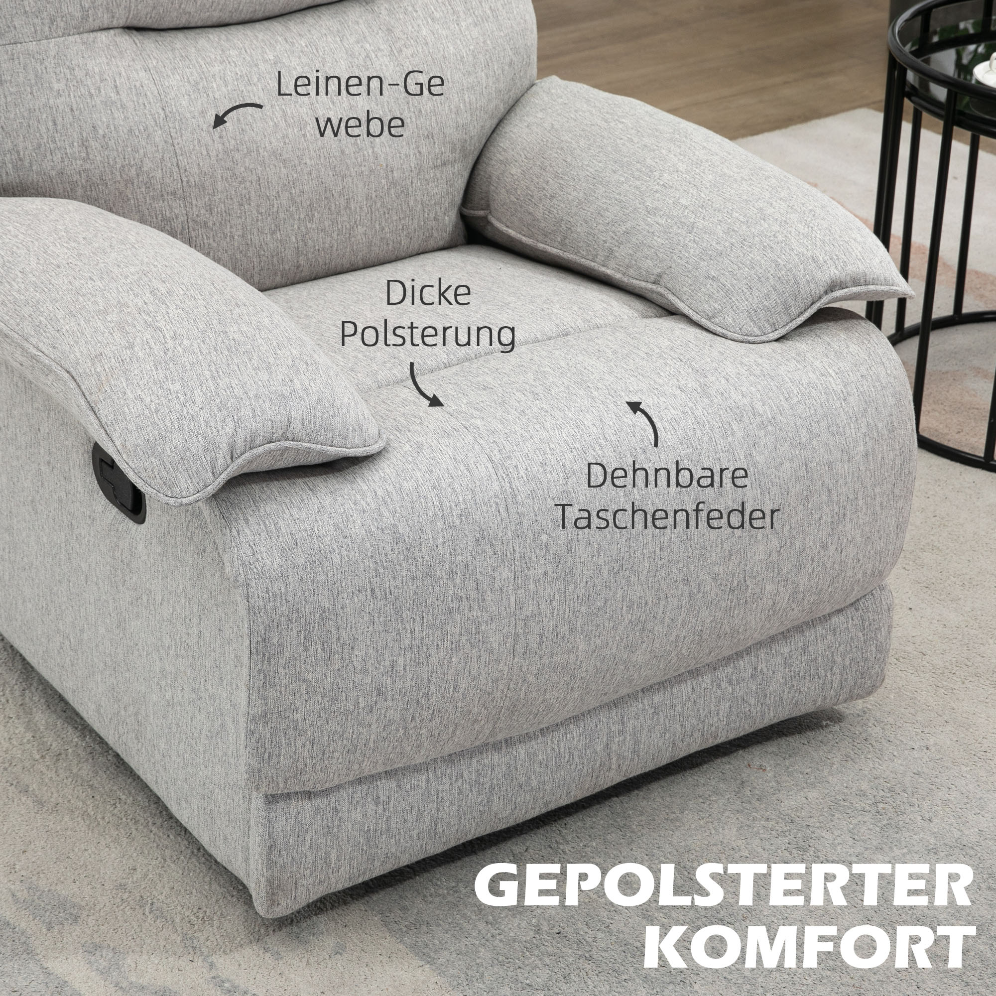 Reclining TV Armchair, Swivel Function Spring Core System Footrest - Image 5