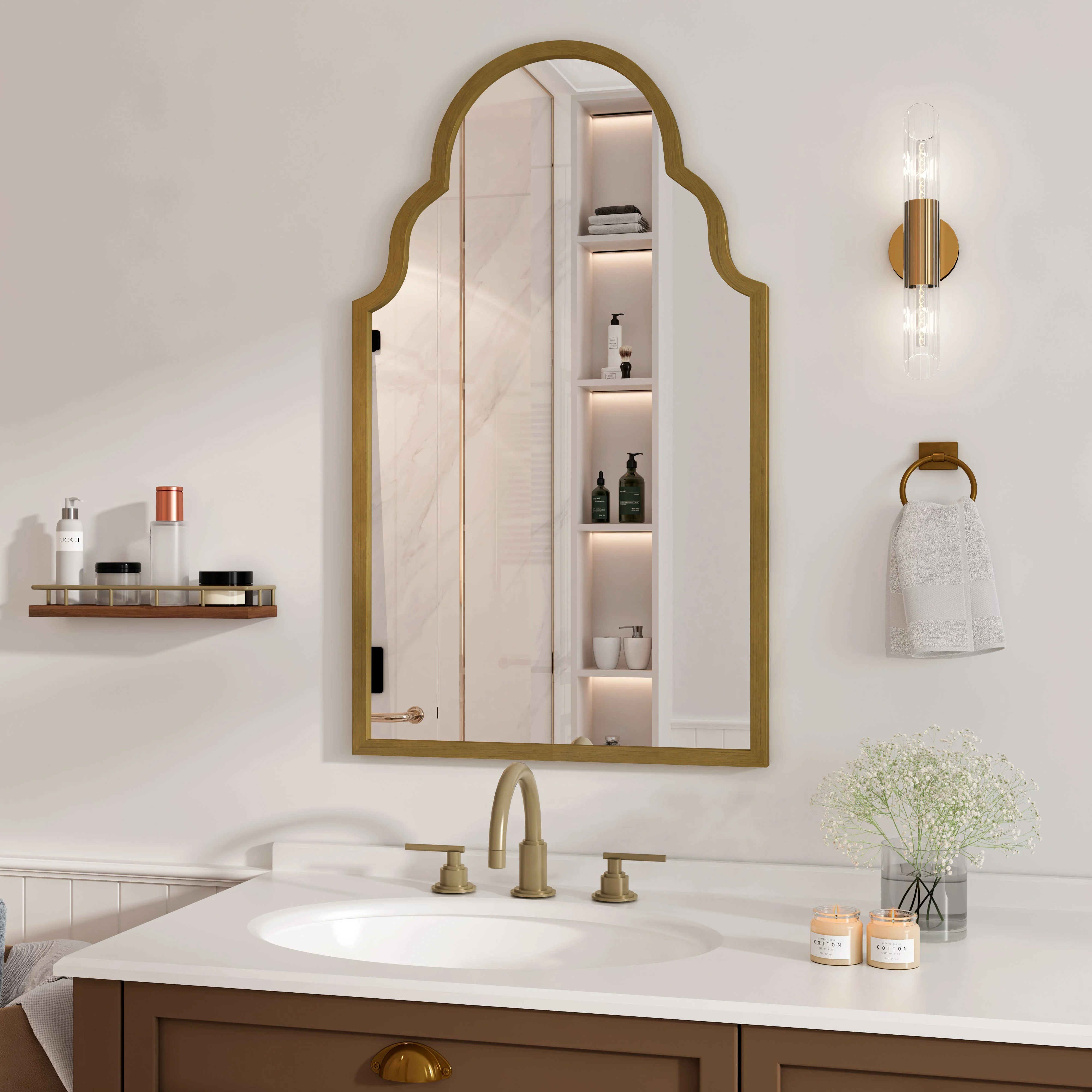 Rectangular Mirror, 61x101CM Wall Metal Frame, Bronze - Image 2