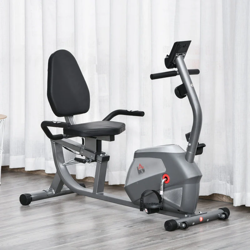 Recumbent Exercise Bike with LCD Display, 8 Magnetic Resistance Levels and Heart Rate Sensors, Black - Image 2