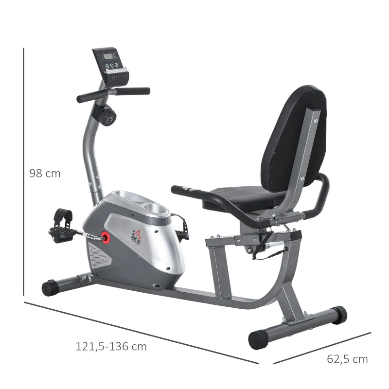 Recumbent Exercise Bike with LCD Display, 8 Magnetic Resistance Levels and Heart Rate Sensors, Black - Image 4