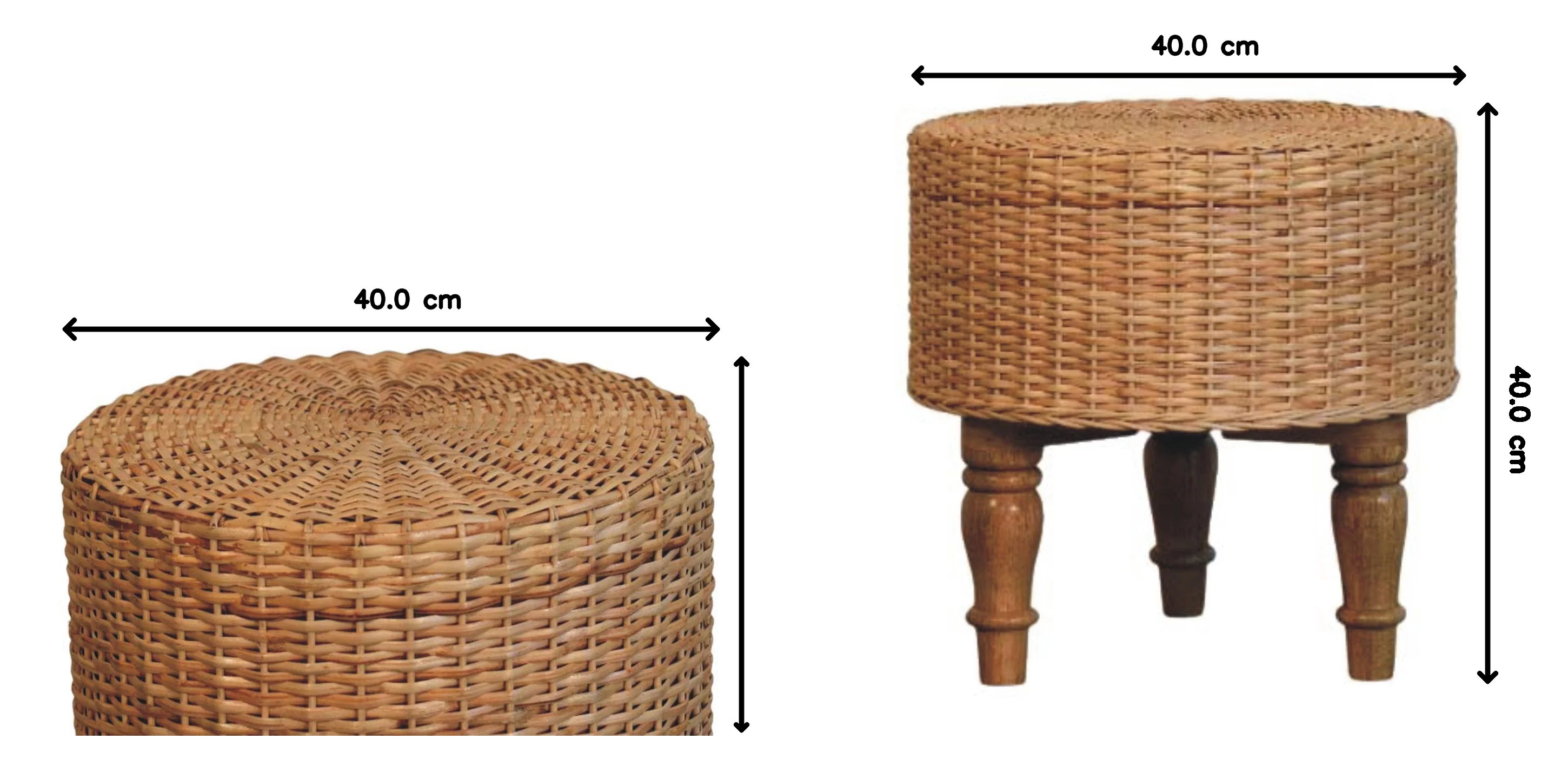 Regency Round Woven Stool, Solid Mango Wood - Image 4