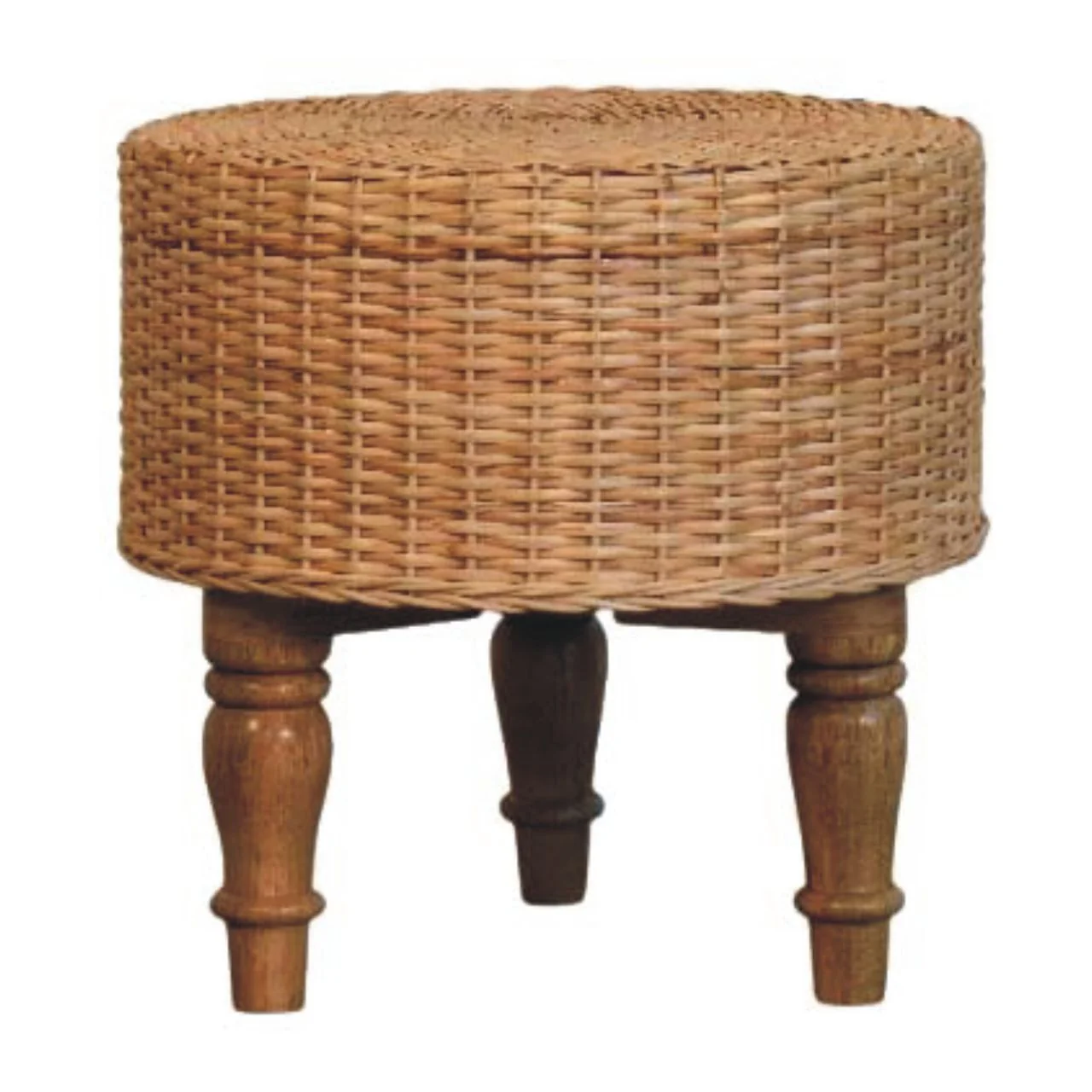 Regency Round Woven Stool, Solid Mango Wood - Image 5