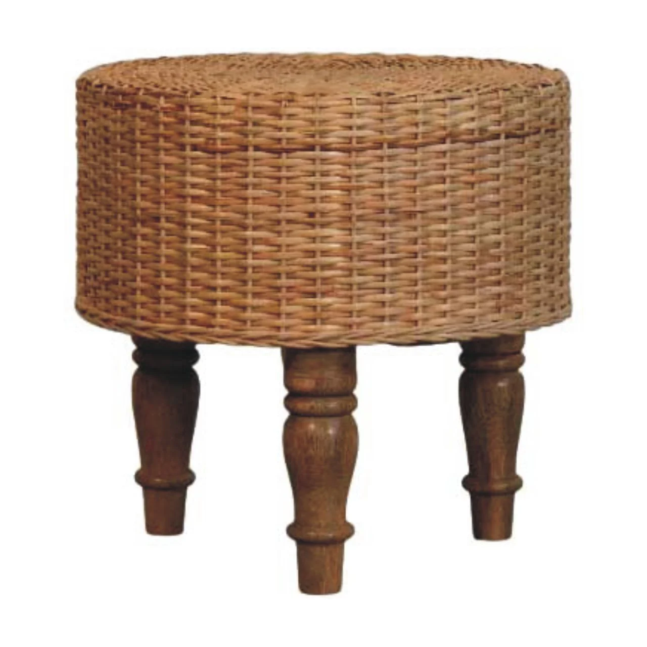 Regency Round Woven Stool, Solid Mango Wood - Image 6