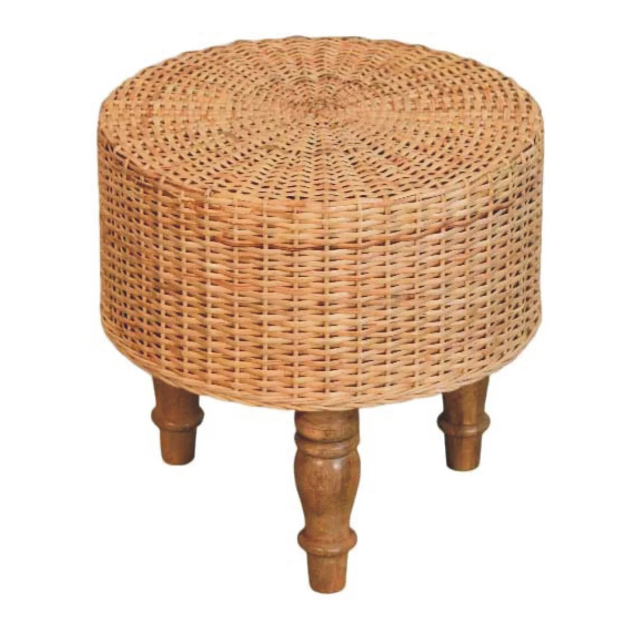 Regency Round Woven Stool, Solid Mango Wood - Image 8
