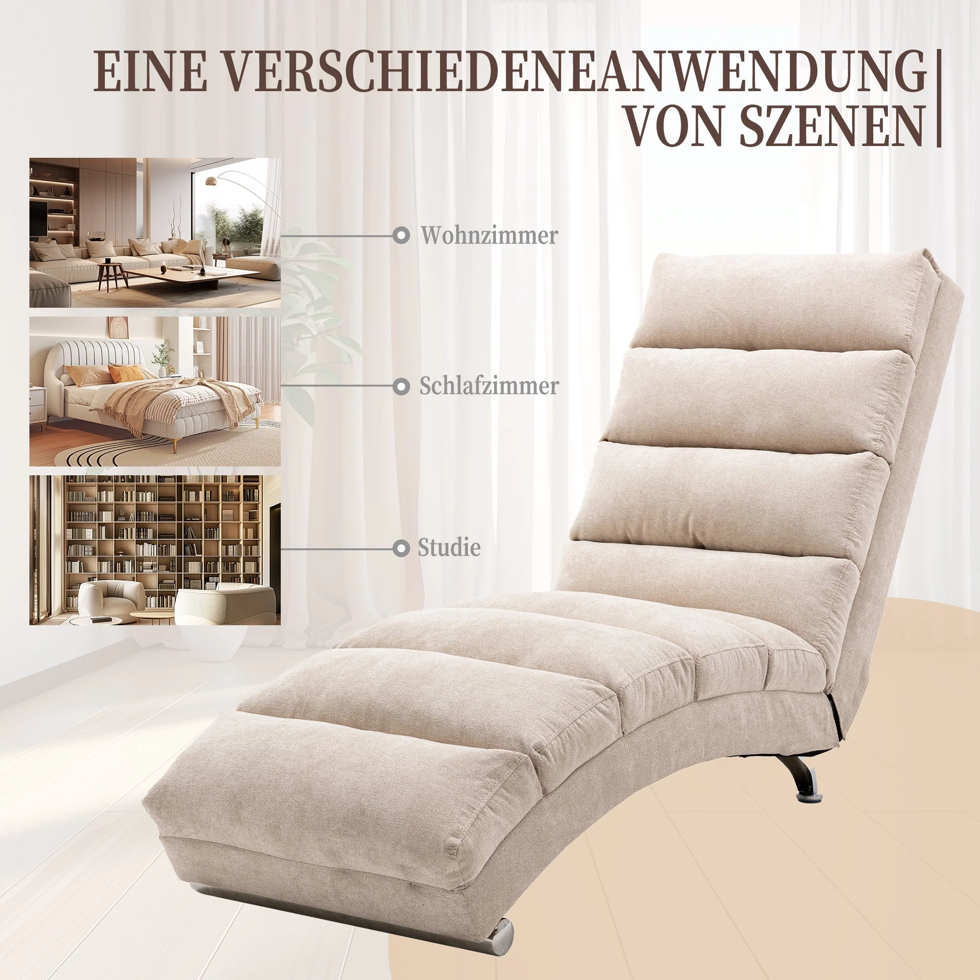 Relaxation Lounger Fixed Reclining Sofa Full Body Support Vibration Side Pockets - Image 4